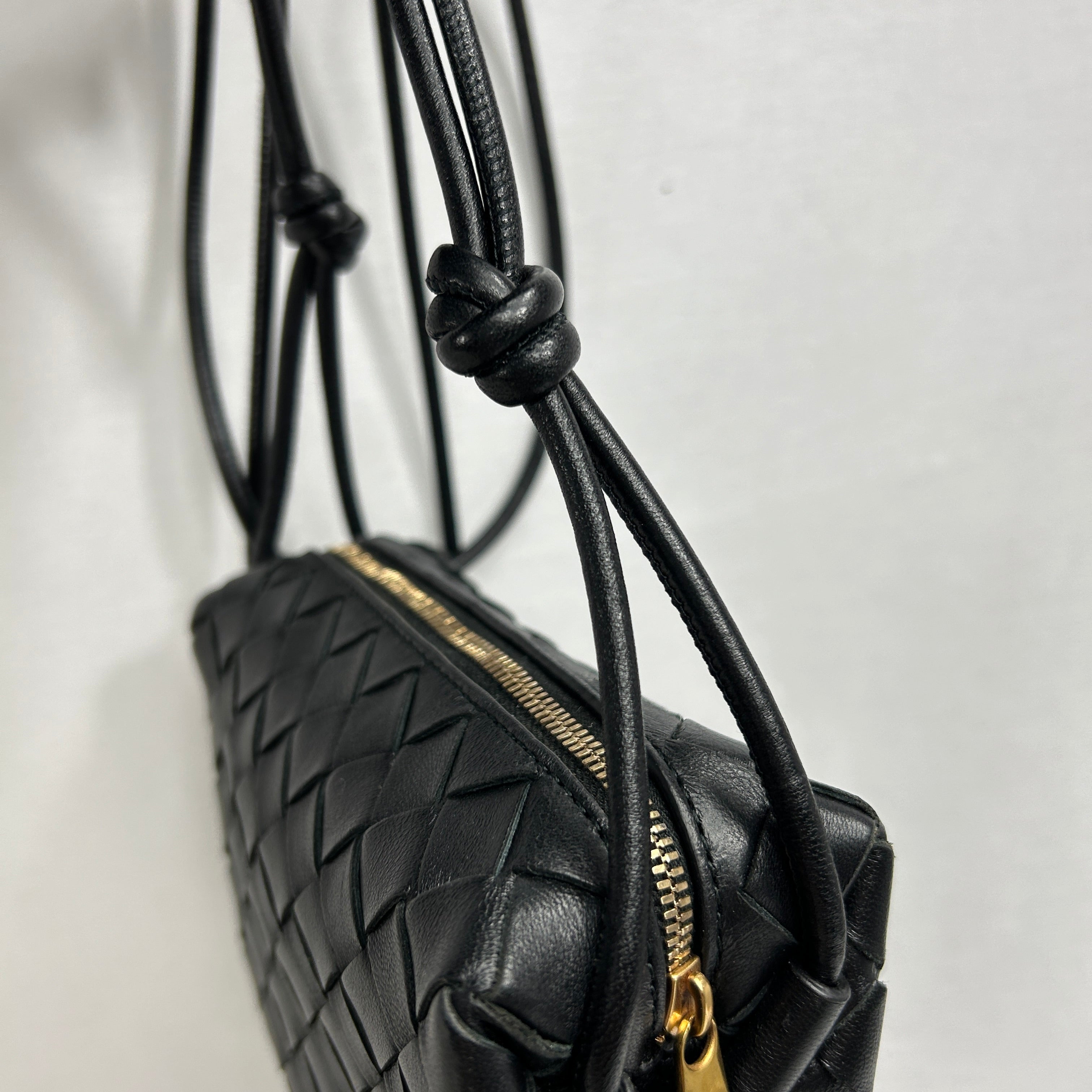 Black Mini Loop Intrecciato Crossbody Pouch w/AGHW