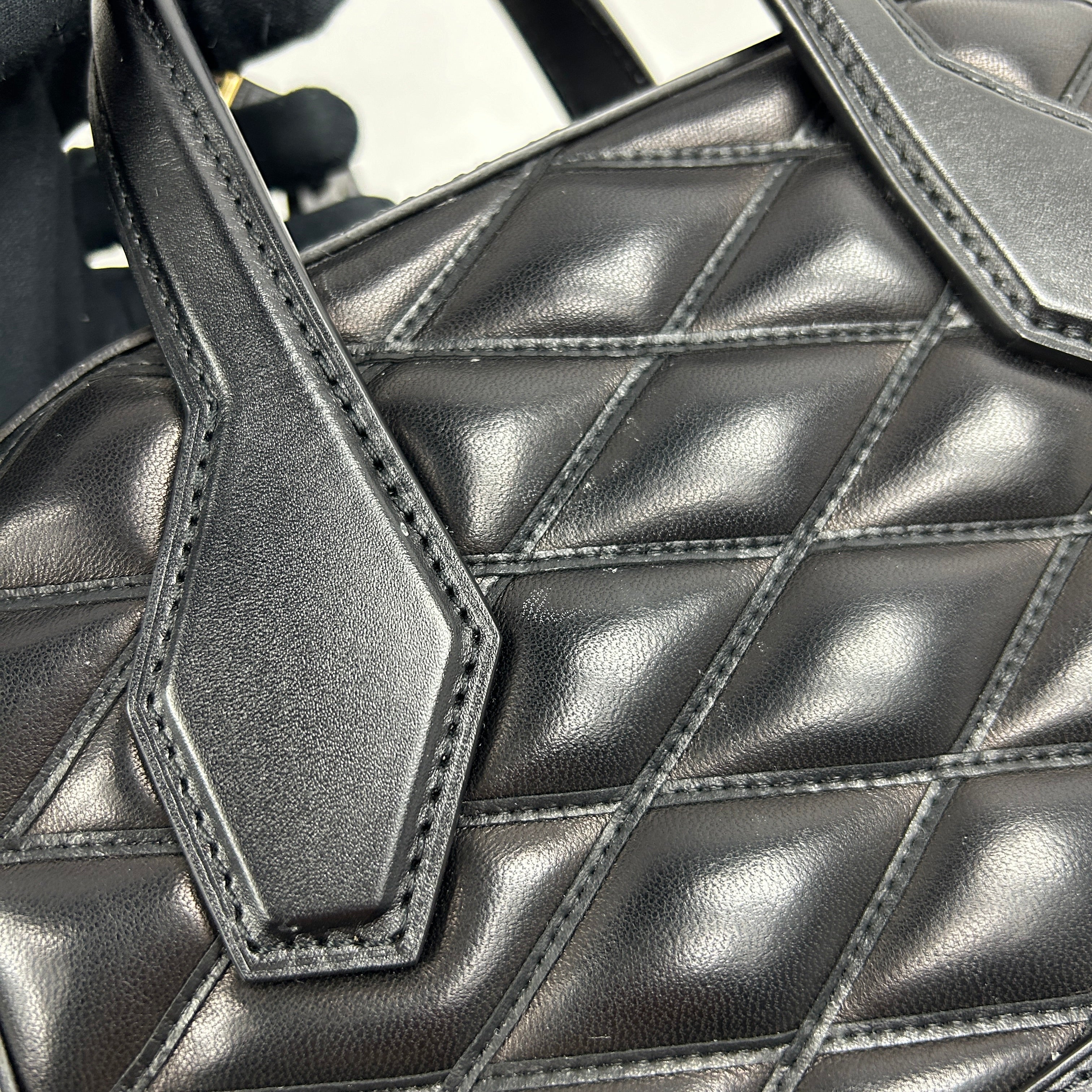 Black Lambskin Leather Malletage Dora BB Bag