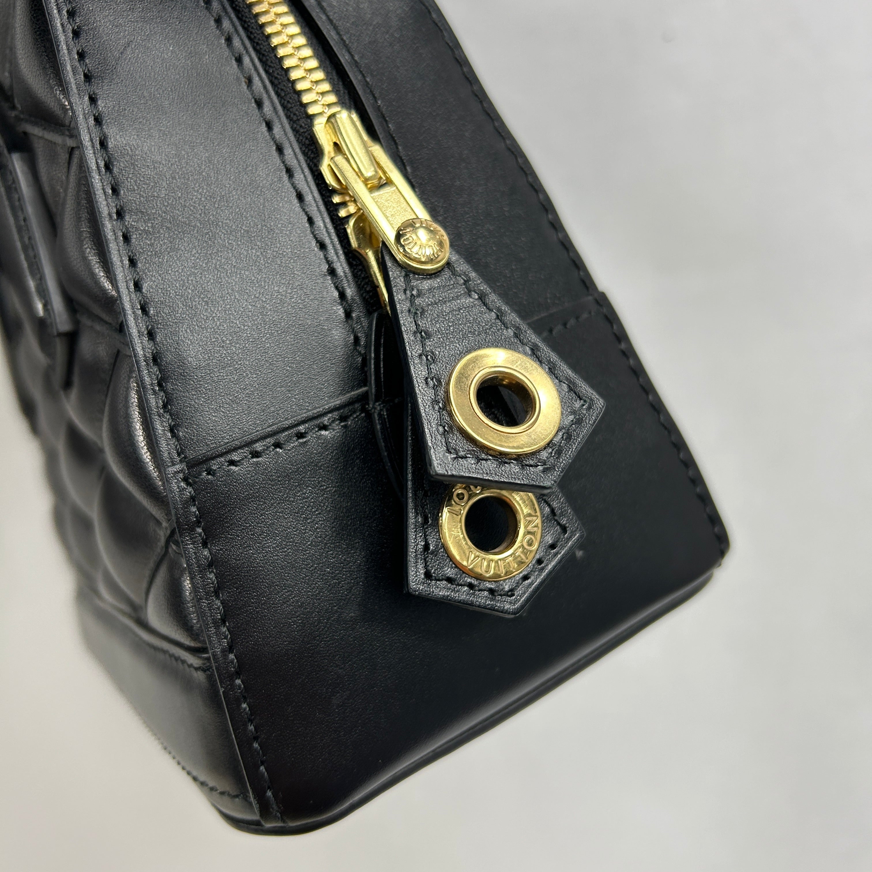 Black Lambskin Leather Malletage Dora BB Bag