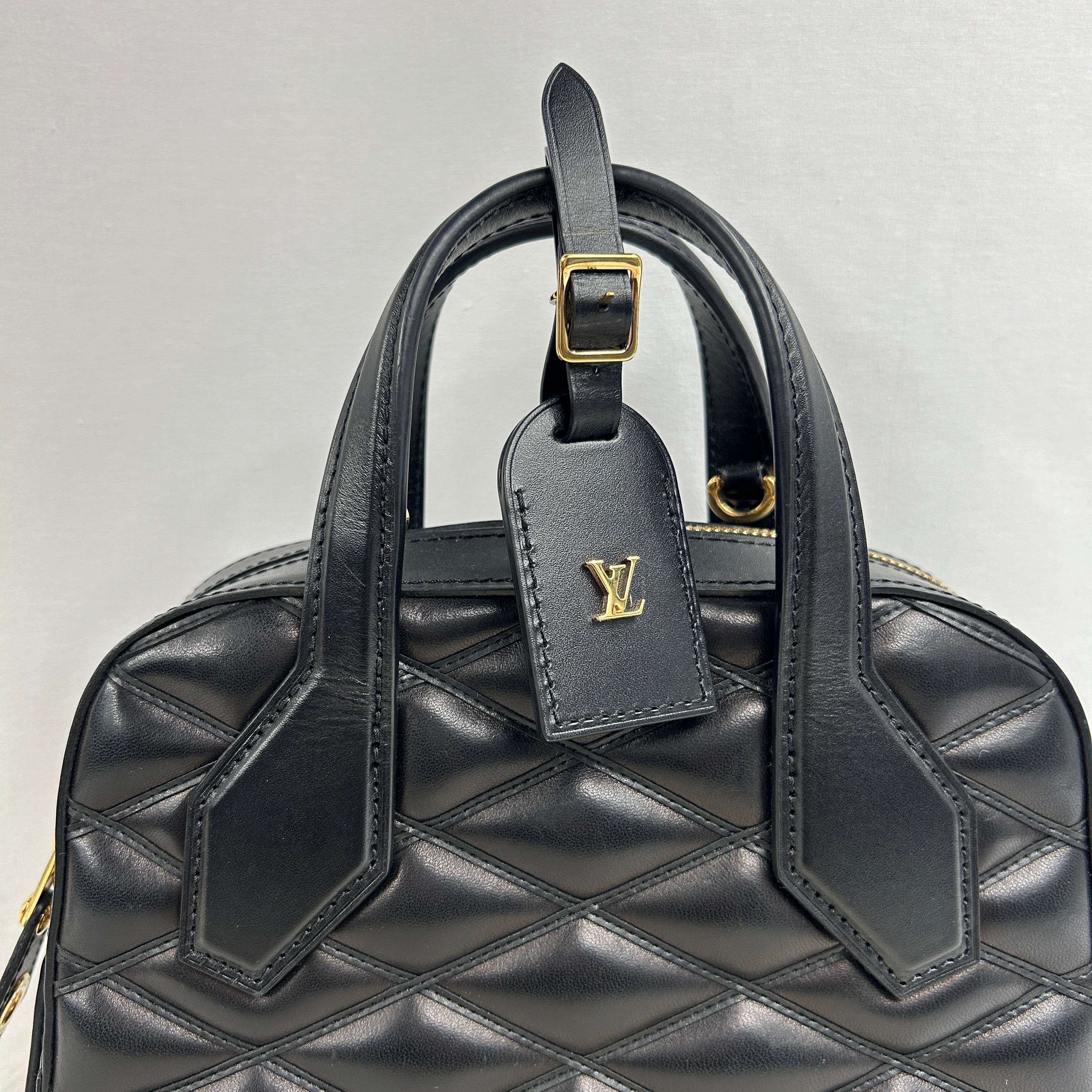 Black Lambskin Leather Malletage Dora BB Bag