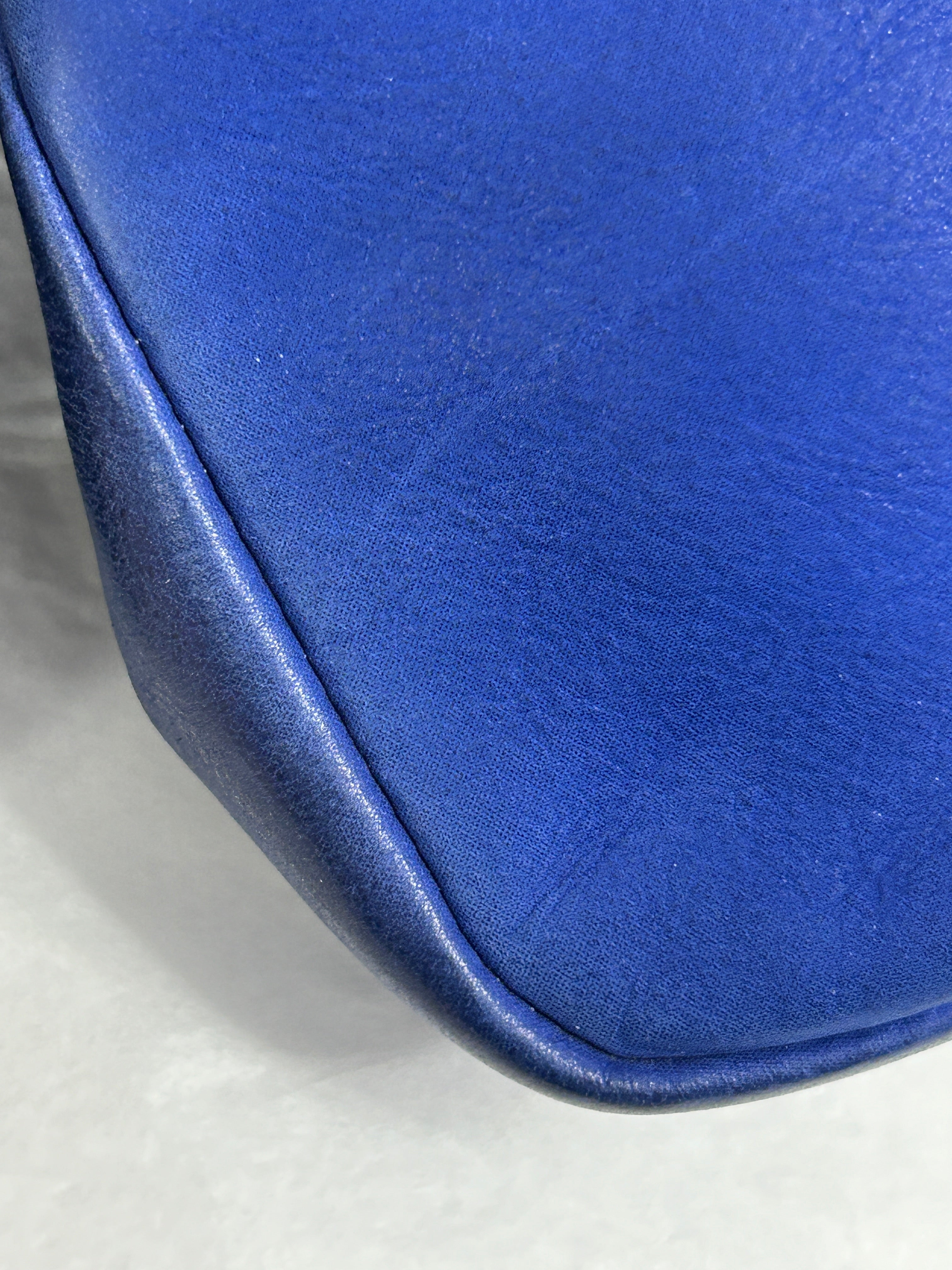 Blue Leather Diamond Top Stitch Mini Square CC Flap w/RHW
