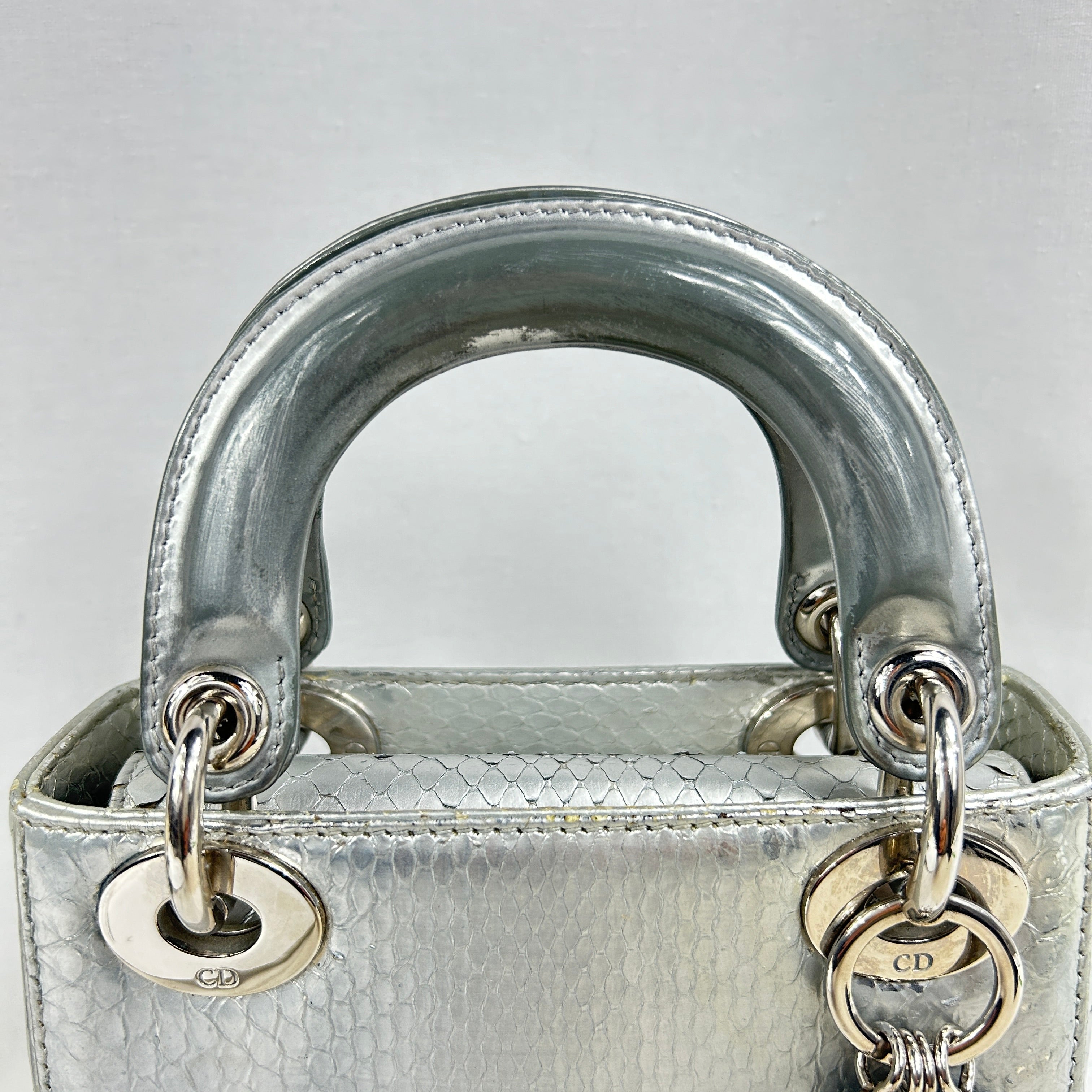 Silver Python Mini Lady Dior w/SHW