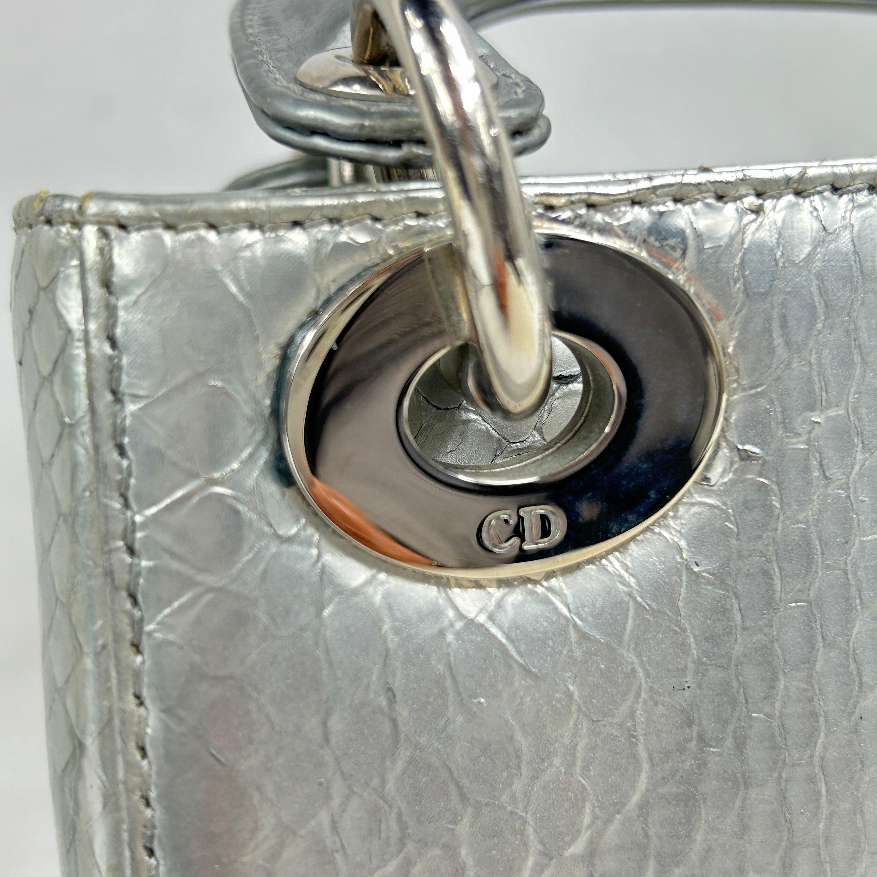 Silver Python Mini Lady Dior w/SHW