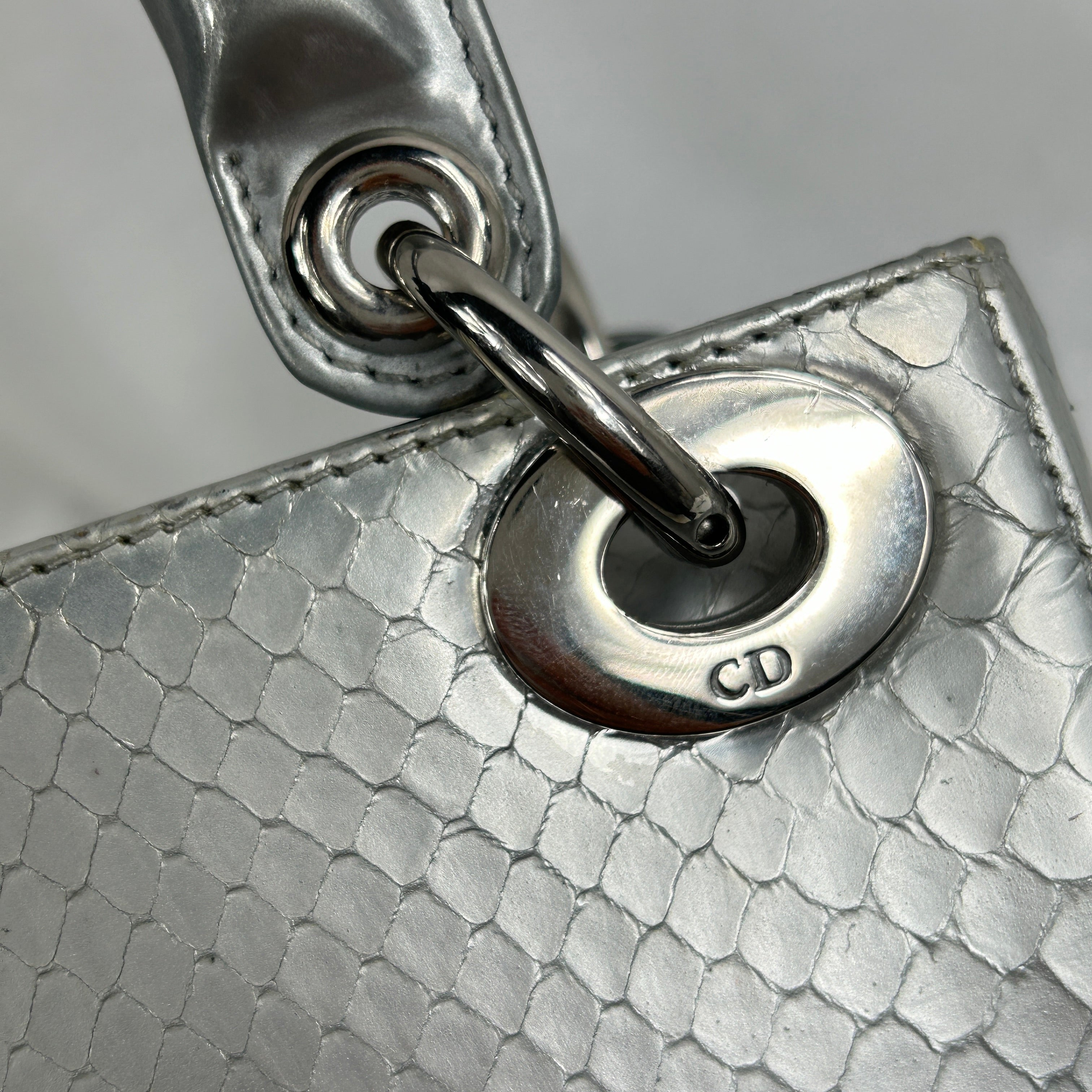 Silver Python Mini Lady Dior w/SHW