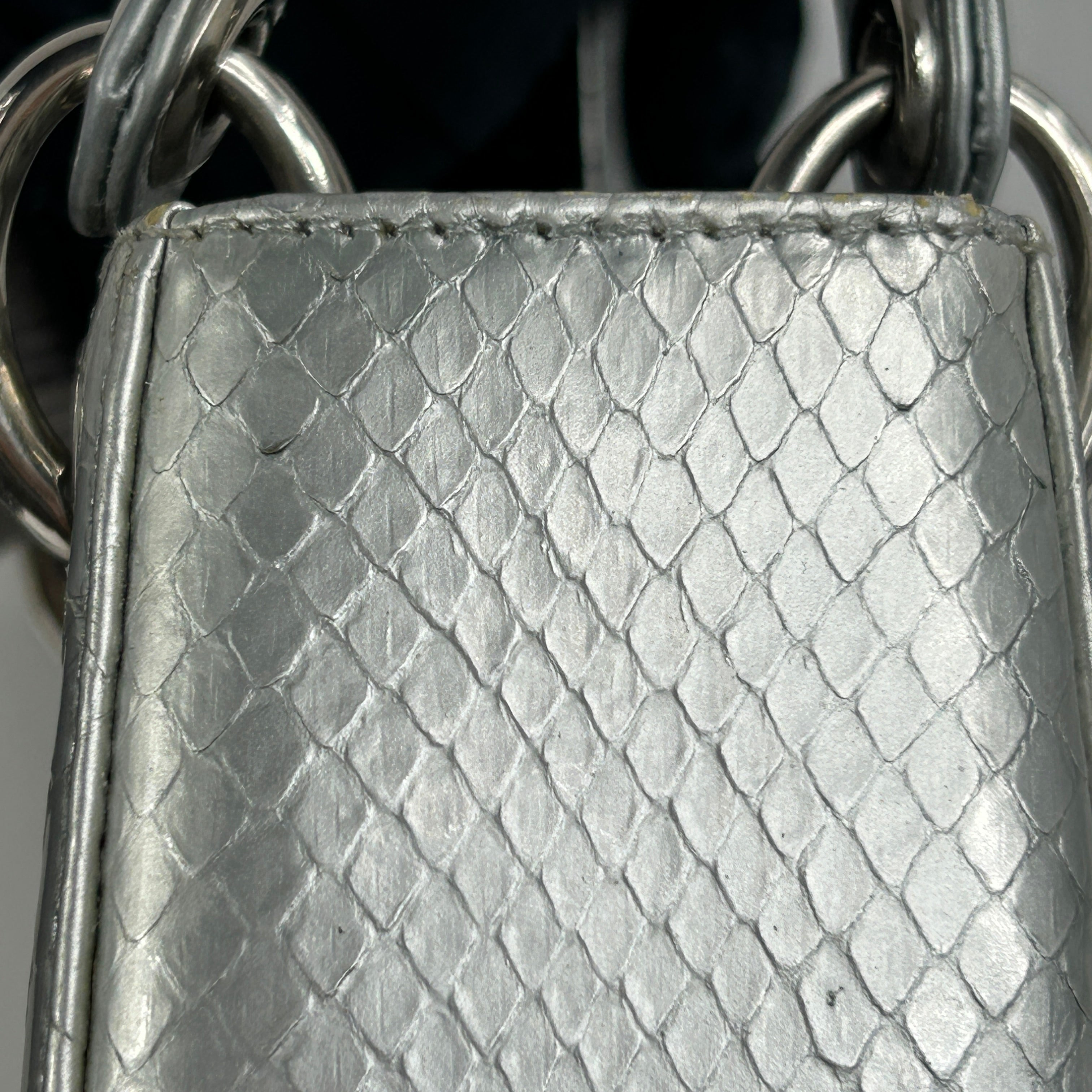 Silver Python Mini Lady Dior w/SHW