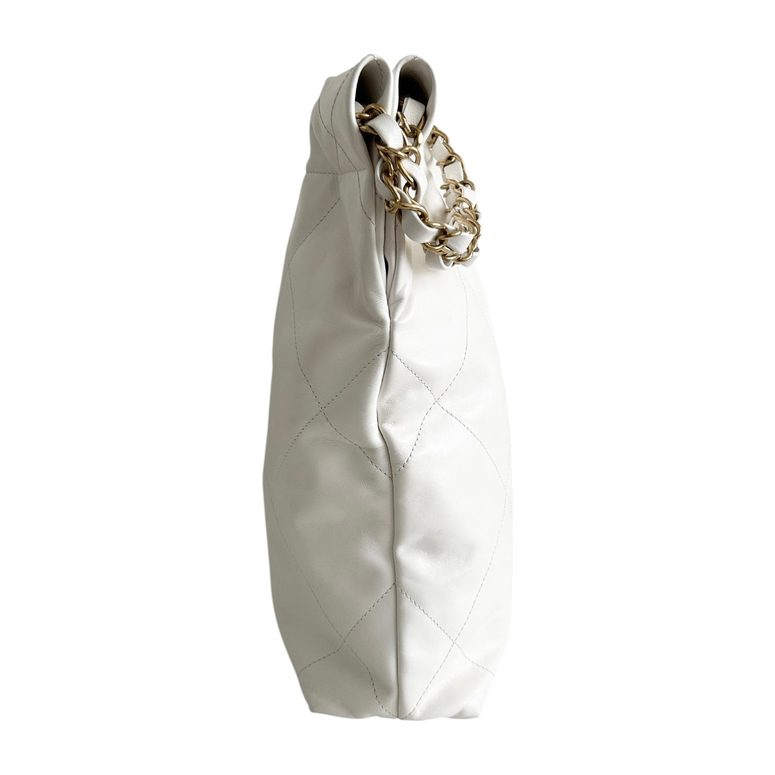 22 White Calfskin Medium Hobo Bag w/AGHW - Haute Classics