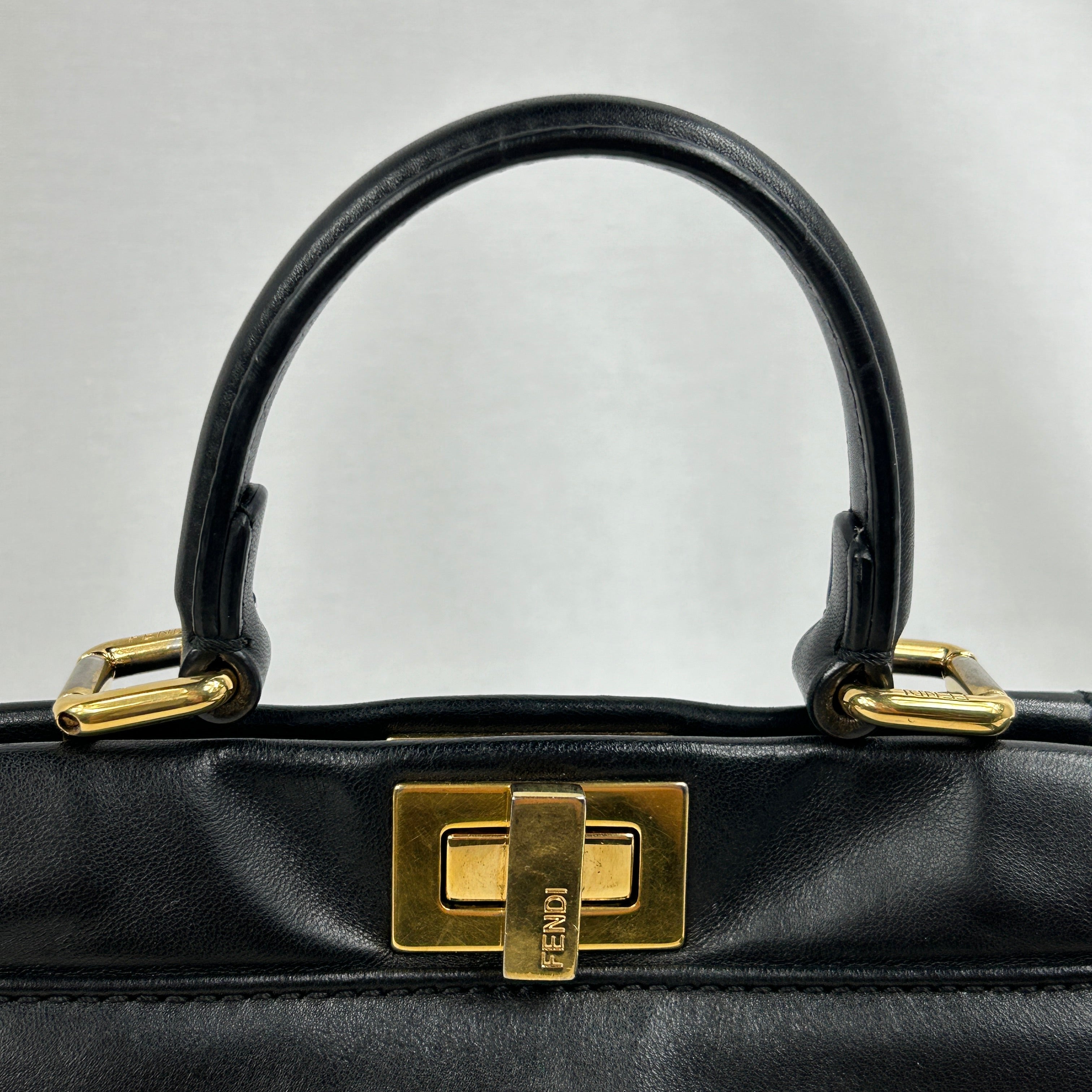 Black Leather Peekaboo Mini w removable monogram defender w/GHW