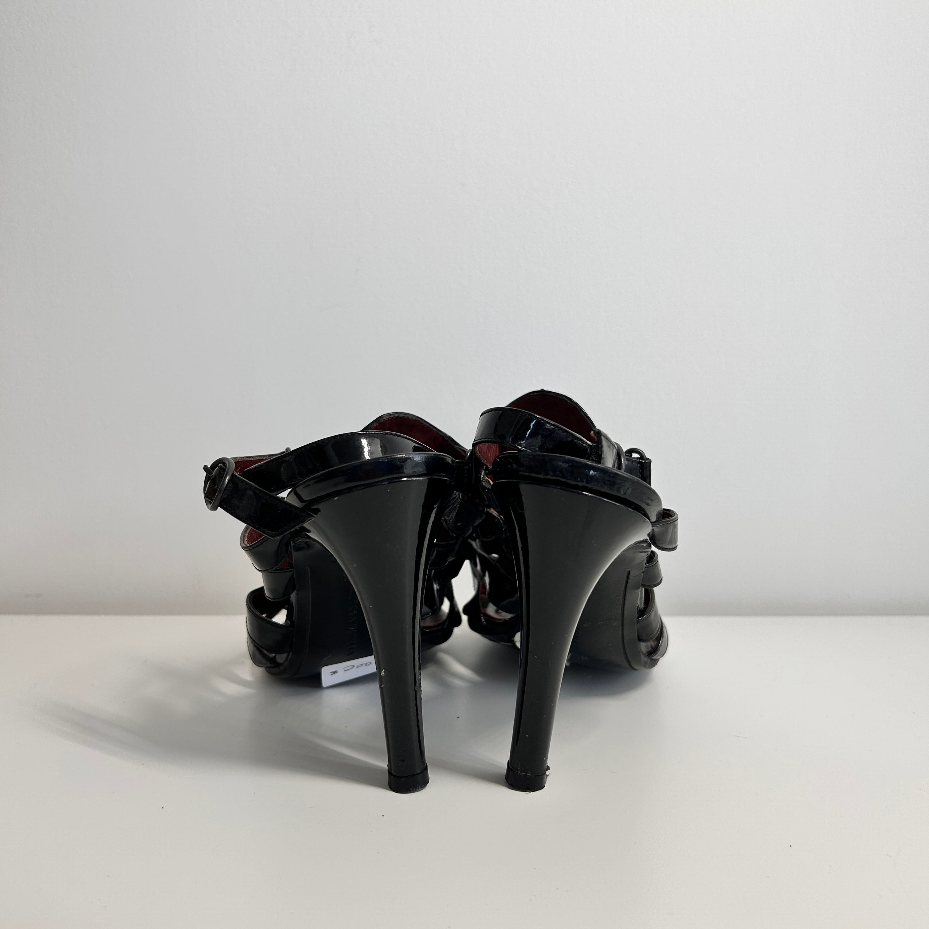Black Patent Leather Slingback Sandals