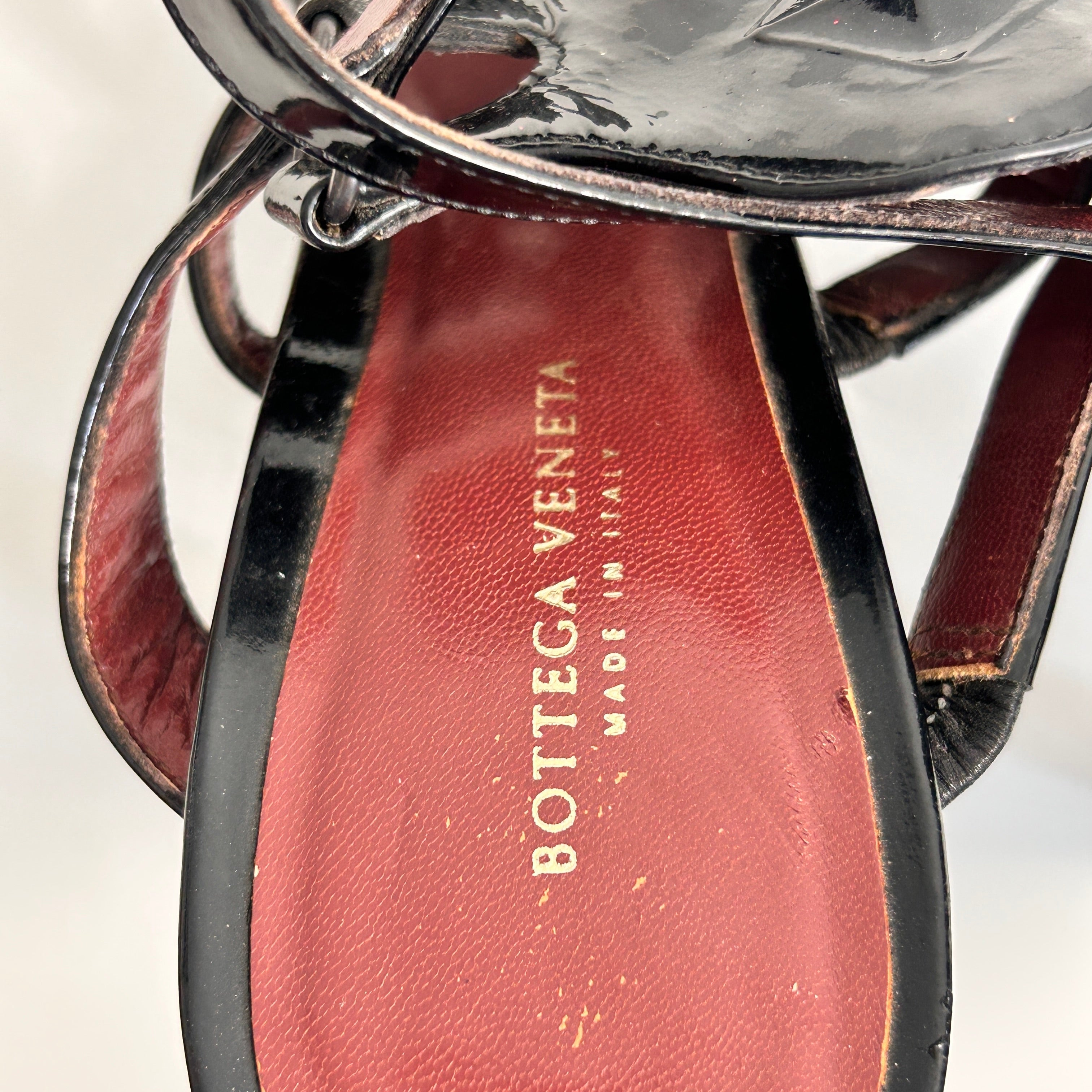 Black Patent Leather Slingback Sandals