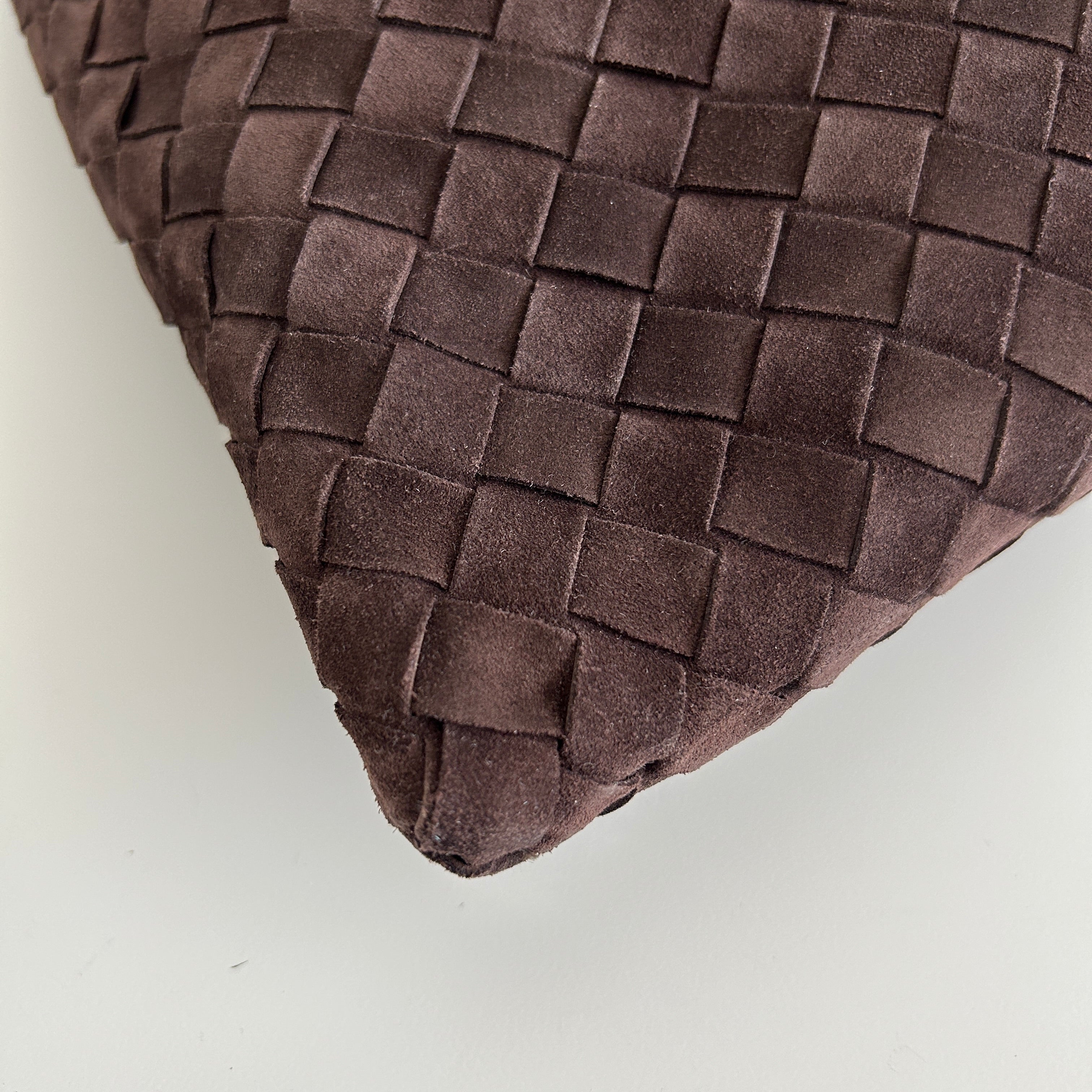 Hop Intrecciato Brown Large Suede Shoulder Bag w/GHW - Haute Classics