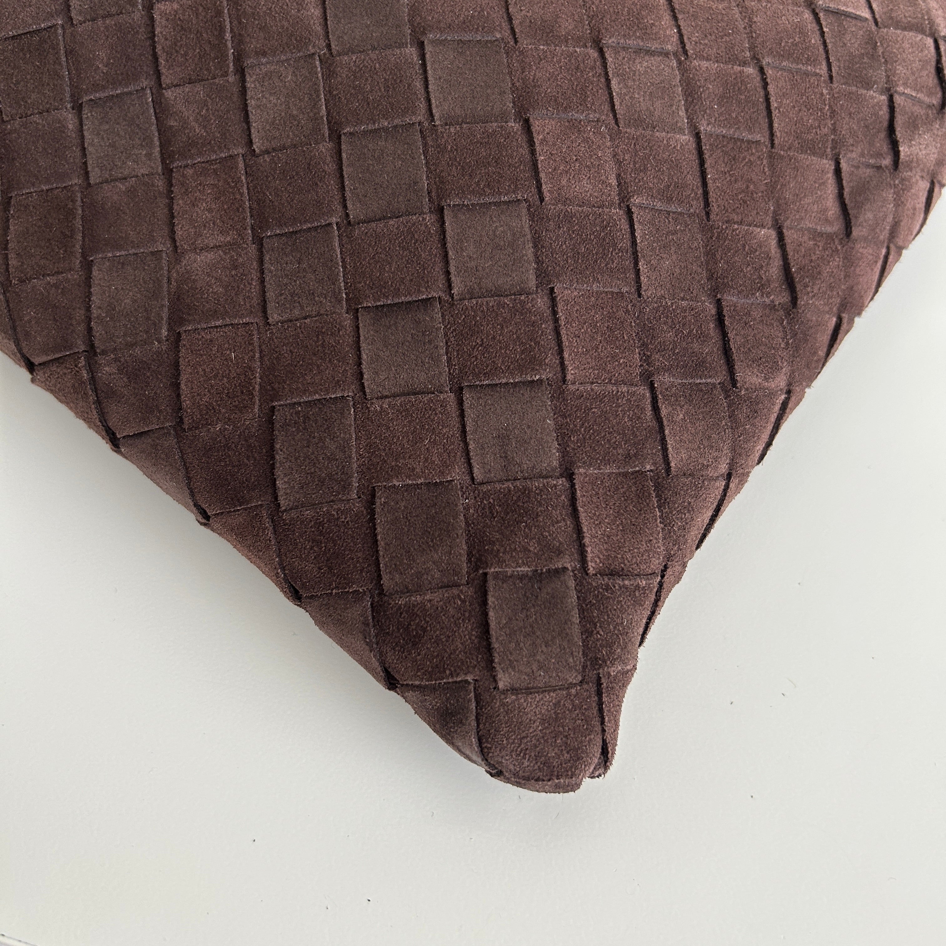 Hop Intrecciato Brown Large Suede Shoulder Bag w/GHW - Haute Classics