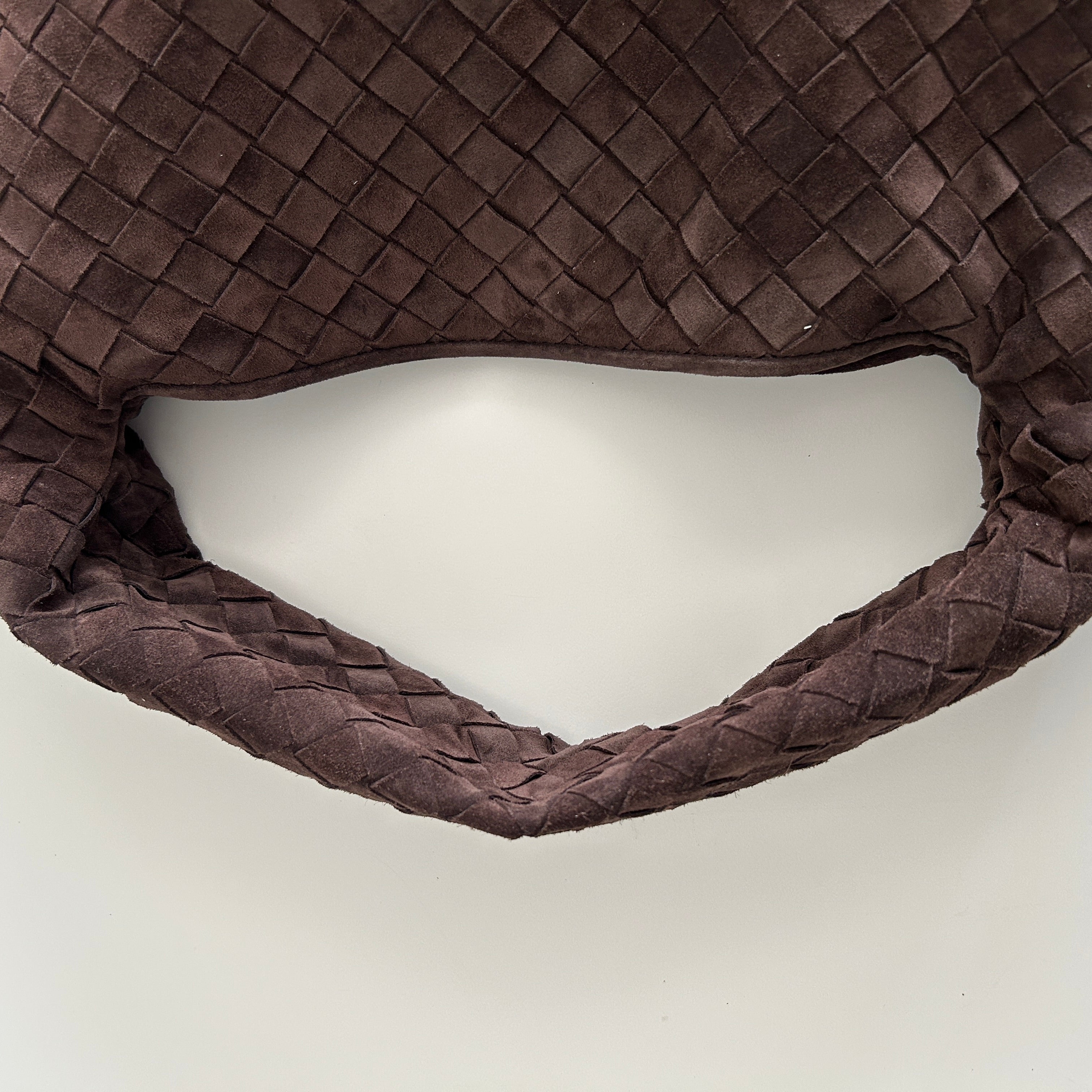 Hop Intrecciato Brown Large Suede Shoulder Bag w/GHW - Haute Classics