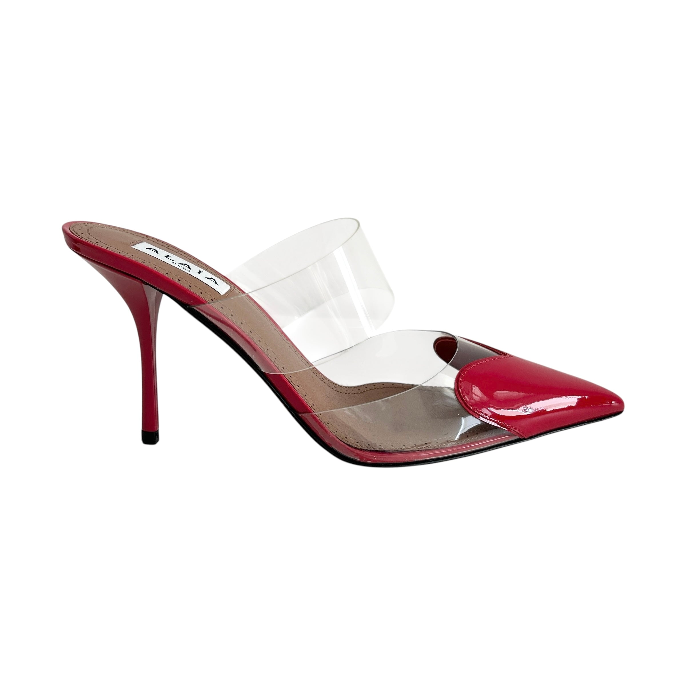 Red Coeur Patent Leather & PU Mules - Haute Classics