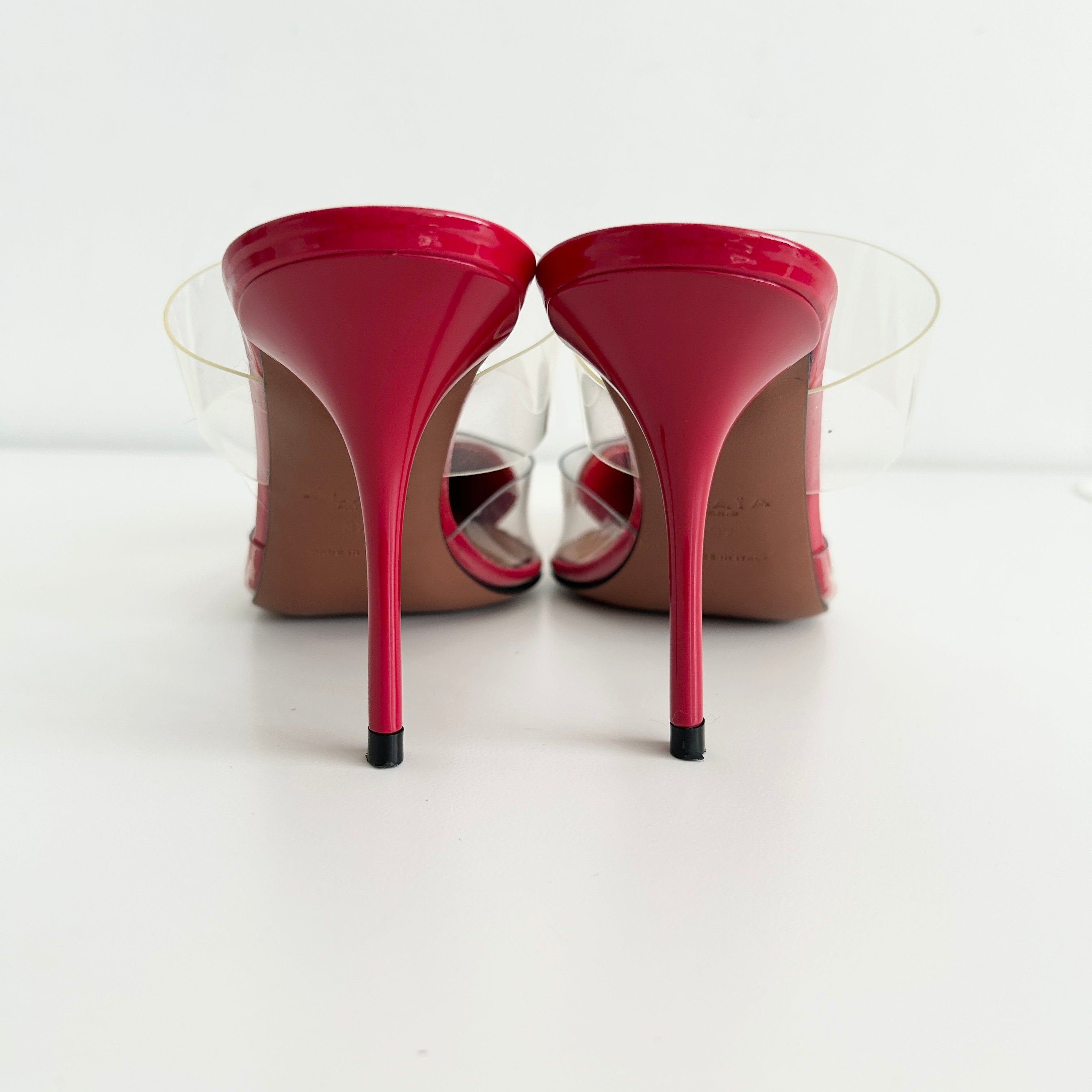 Red Coeur Patent Leather & PU Mules - Haute Classics