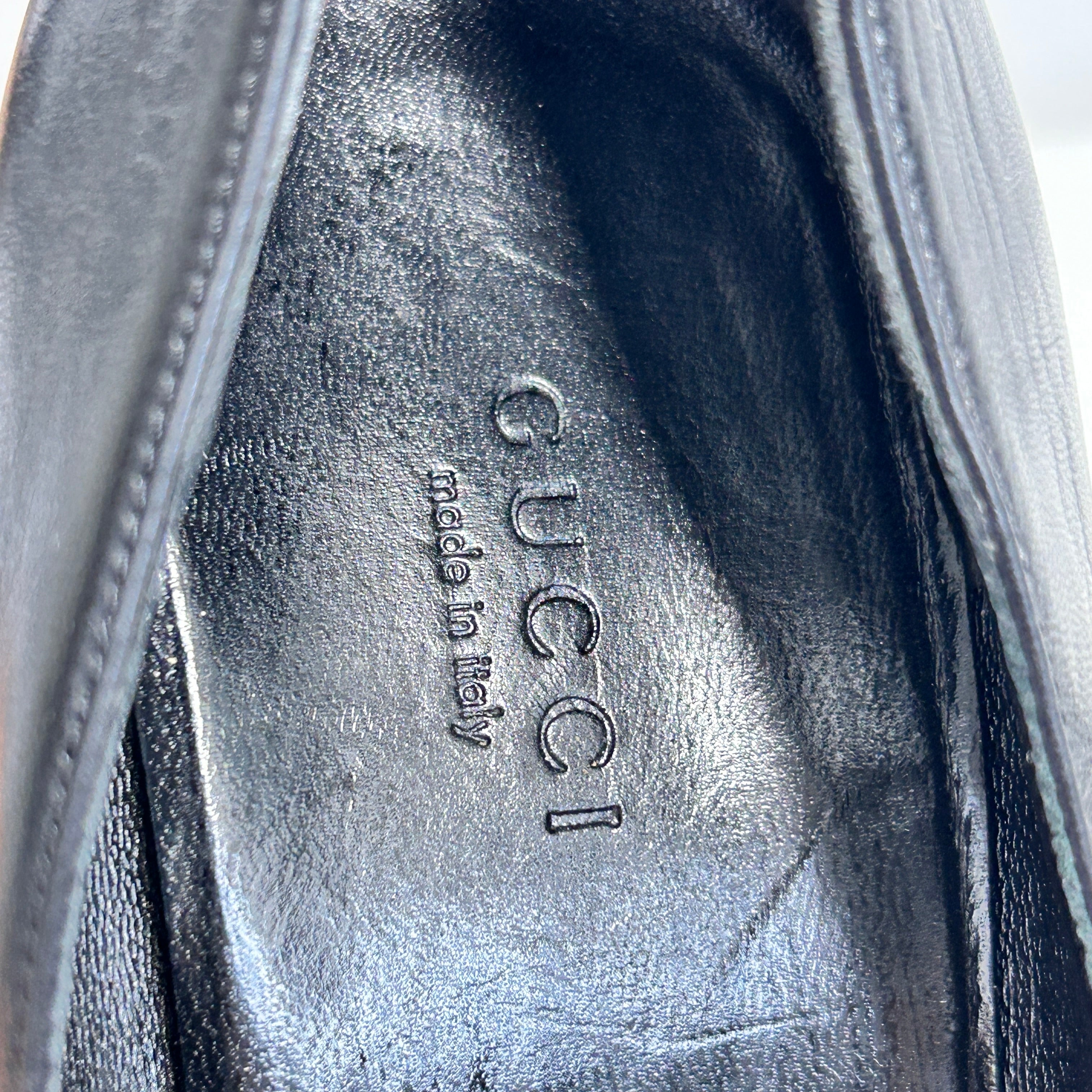 Black Leather Bamboo Accent Pumps