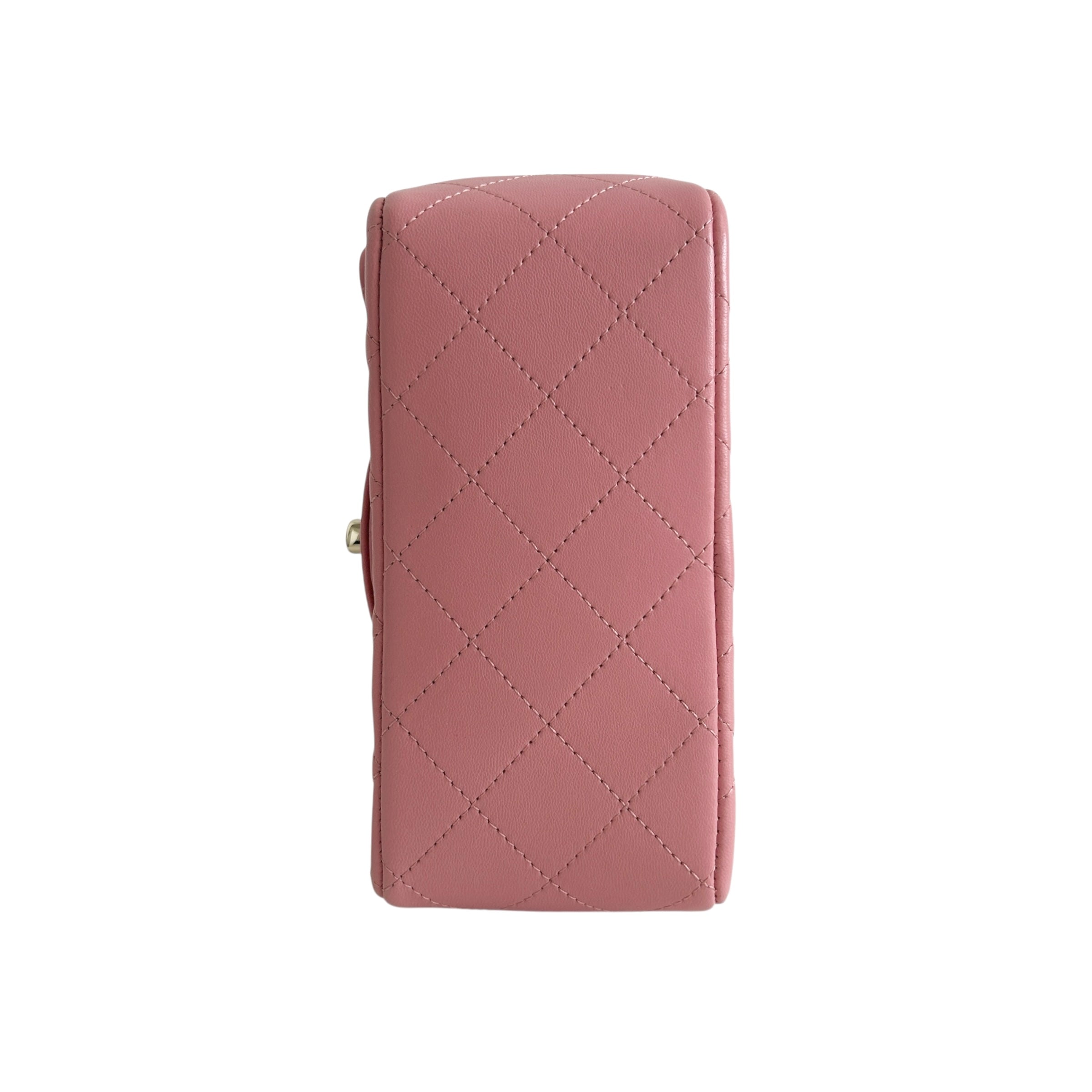 Pink Lambskin Square Mini w/GHW - Haute Classics