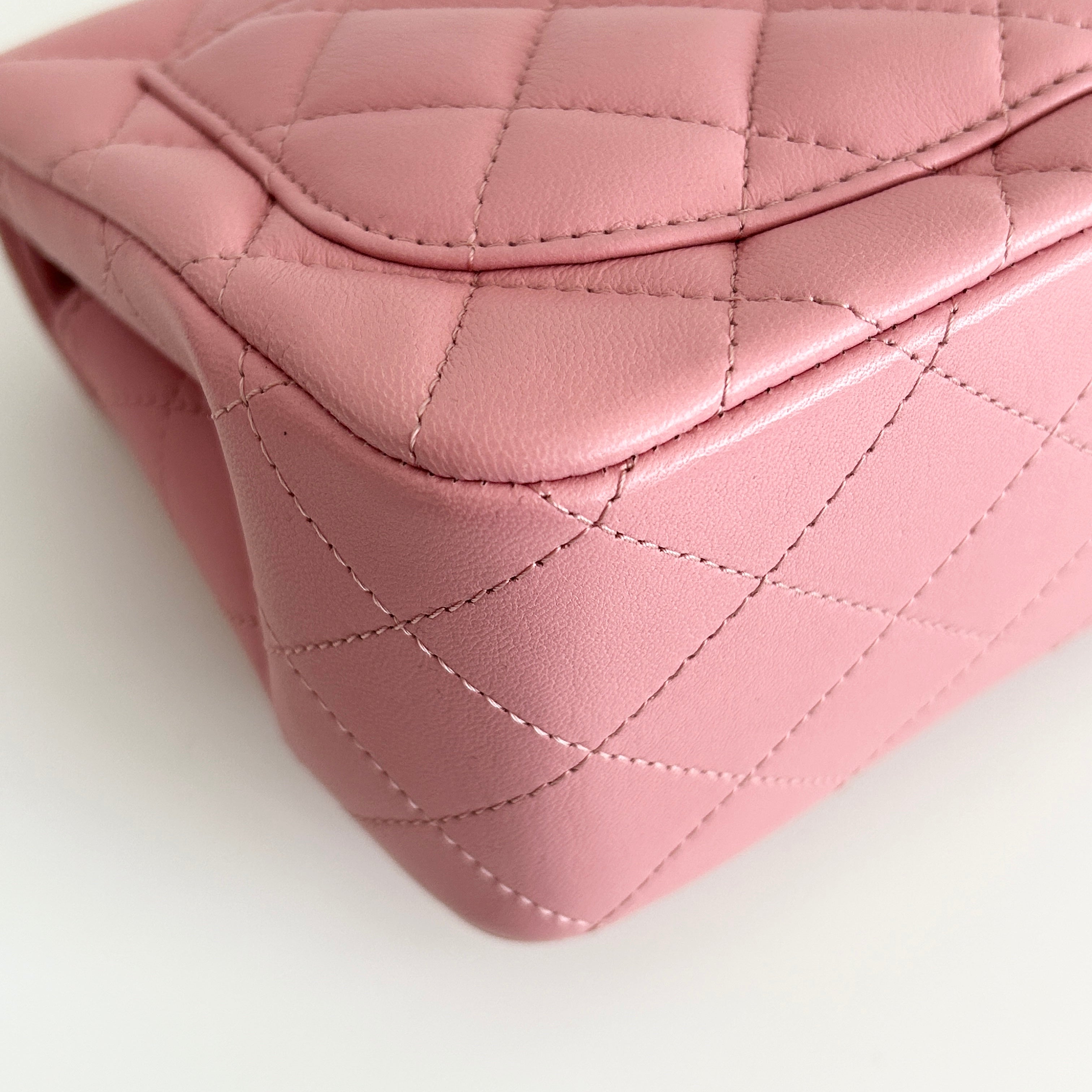 Pink Lambskin Square Mini w/GHW - Haute Classics