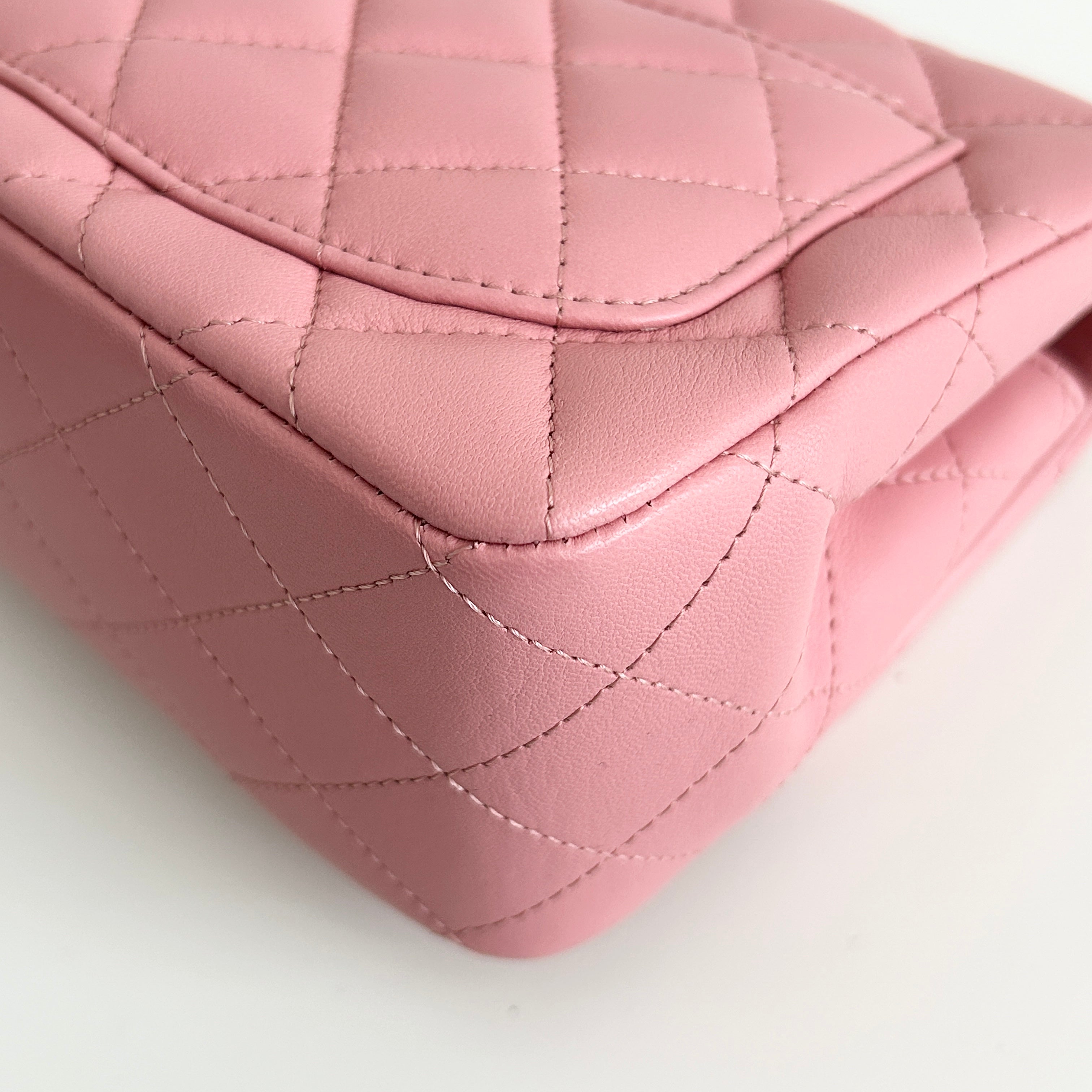 Pink Lambskin Square Mini w/GHW - Haute Classics