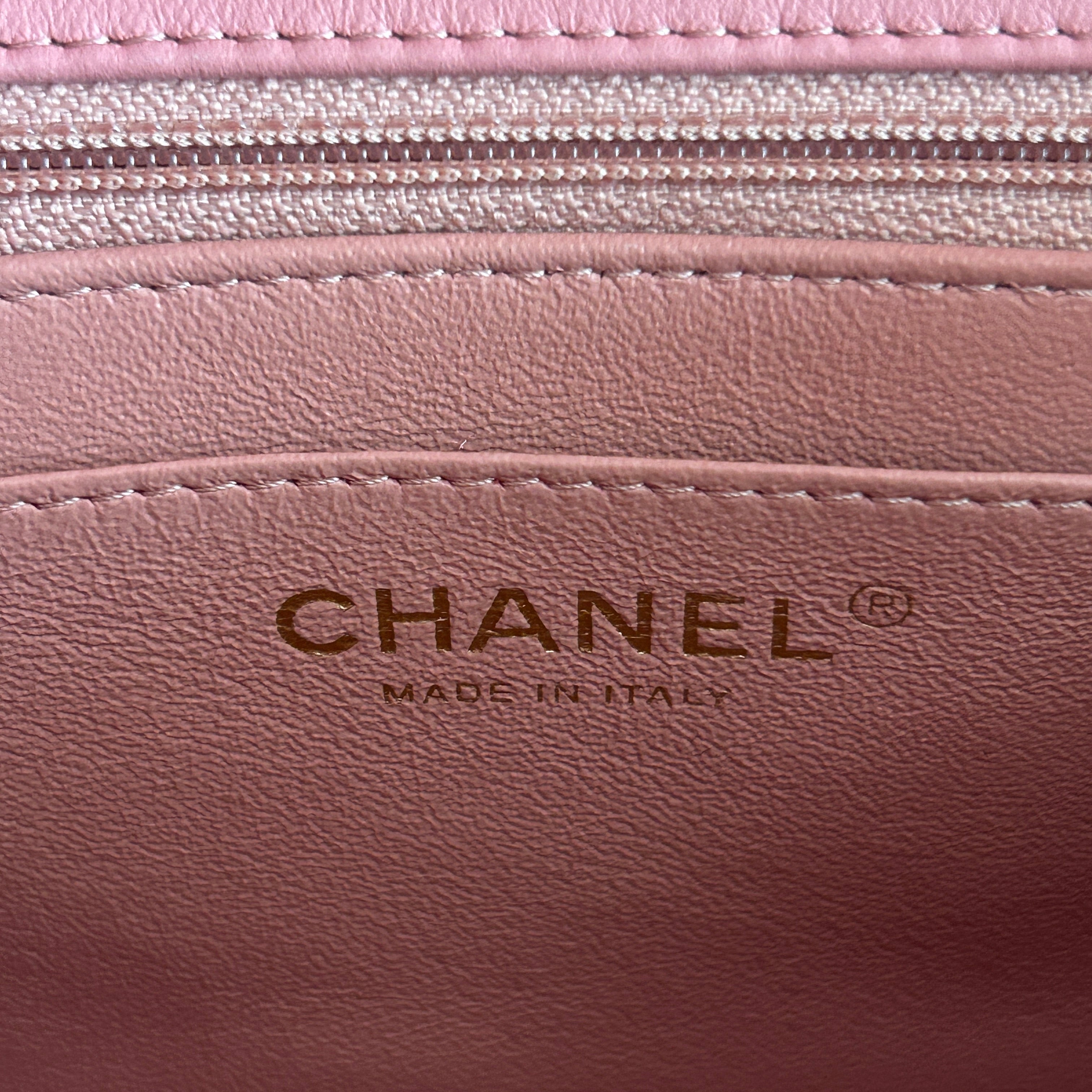 Pink Lambskin Square Mini w/GHW - Haute Classics