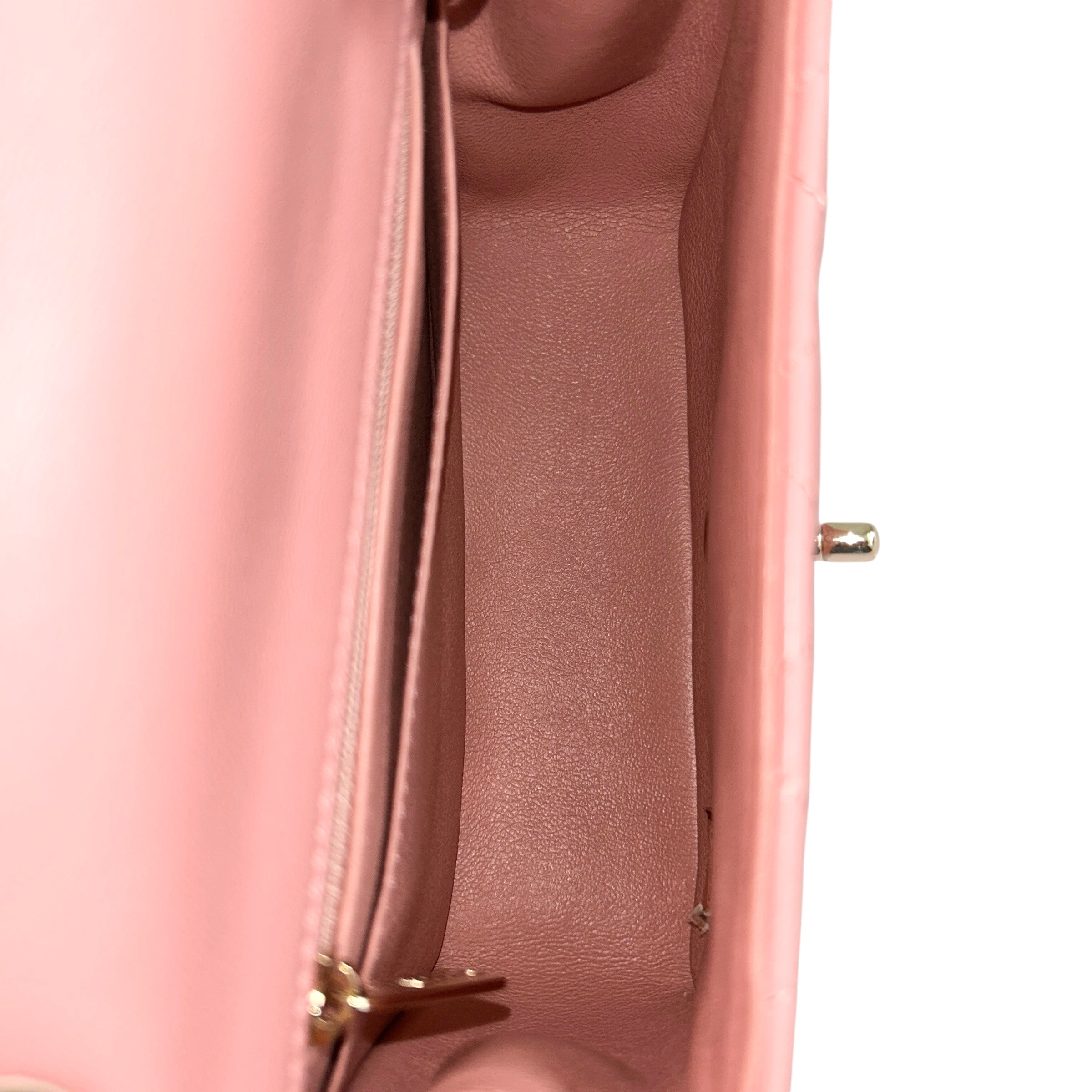Pink Lambskin Square Mini w/GHW - Haute Classics
