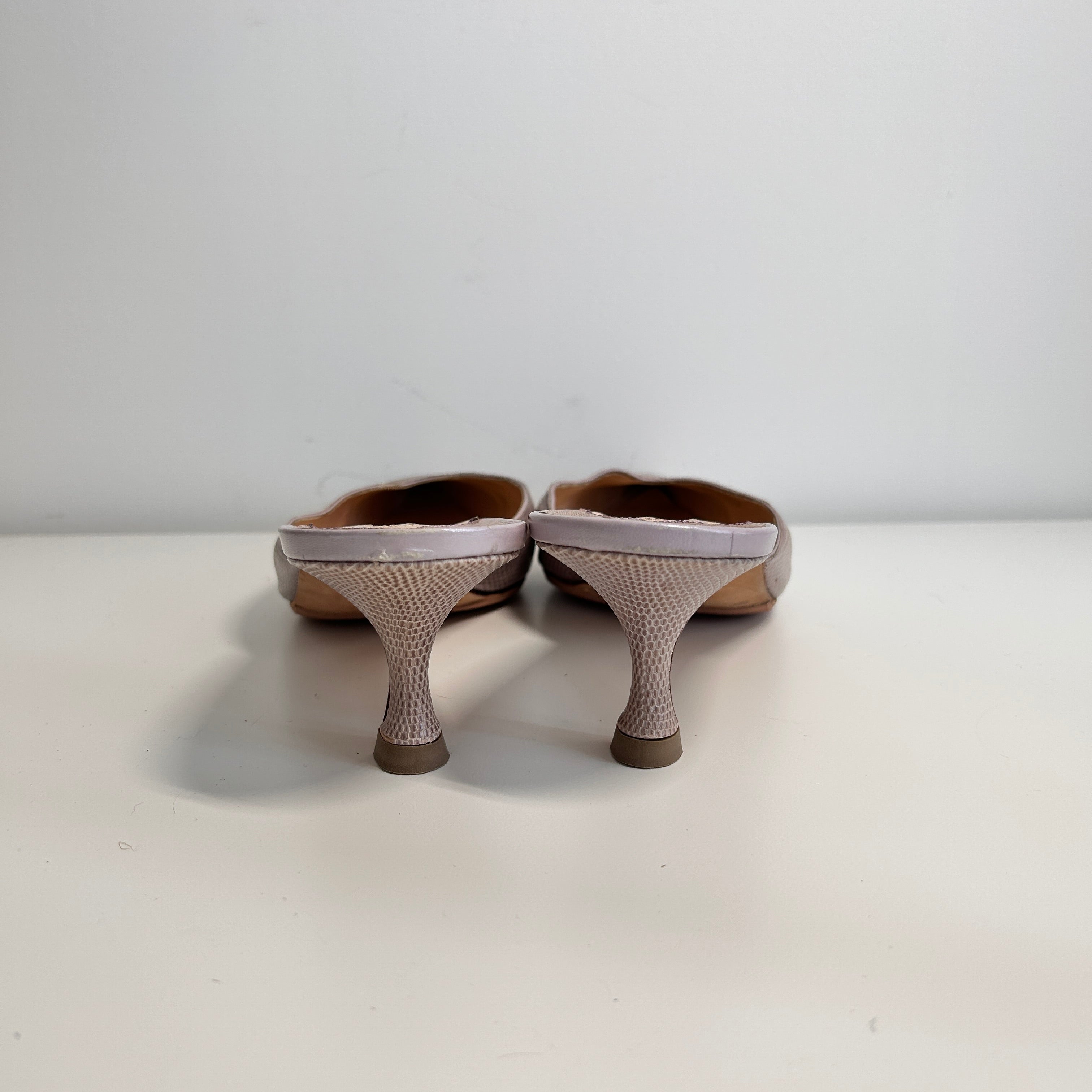 Mauve Snakeskin Animal Print Mules