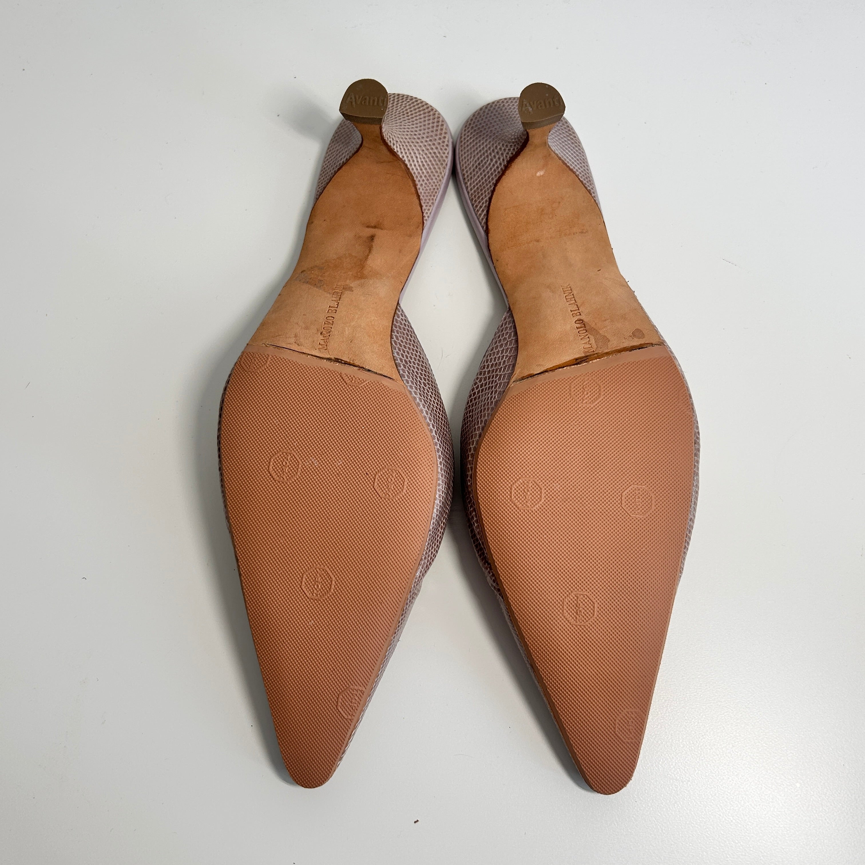 Mauve Snakeskin Animal Print Mules