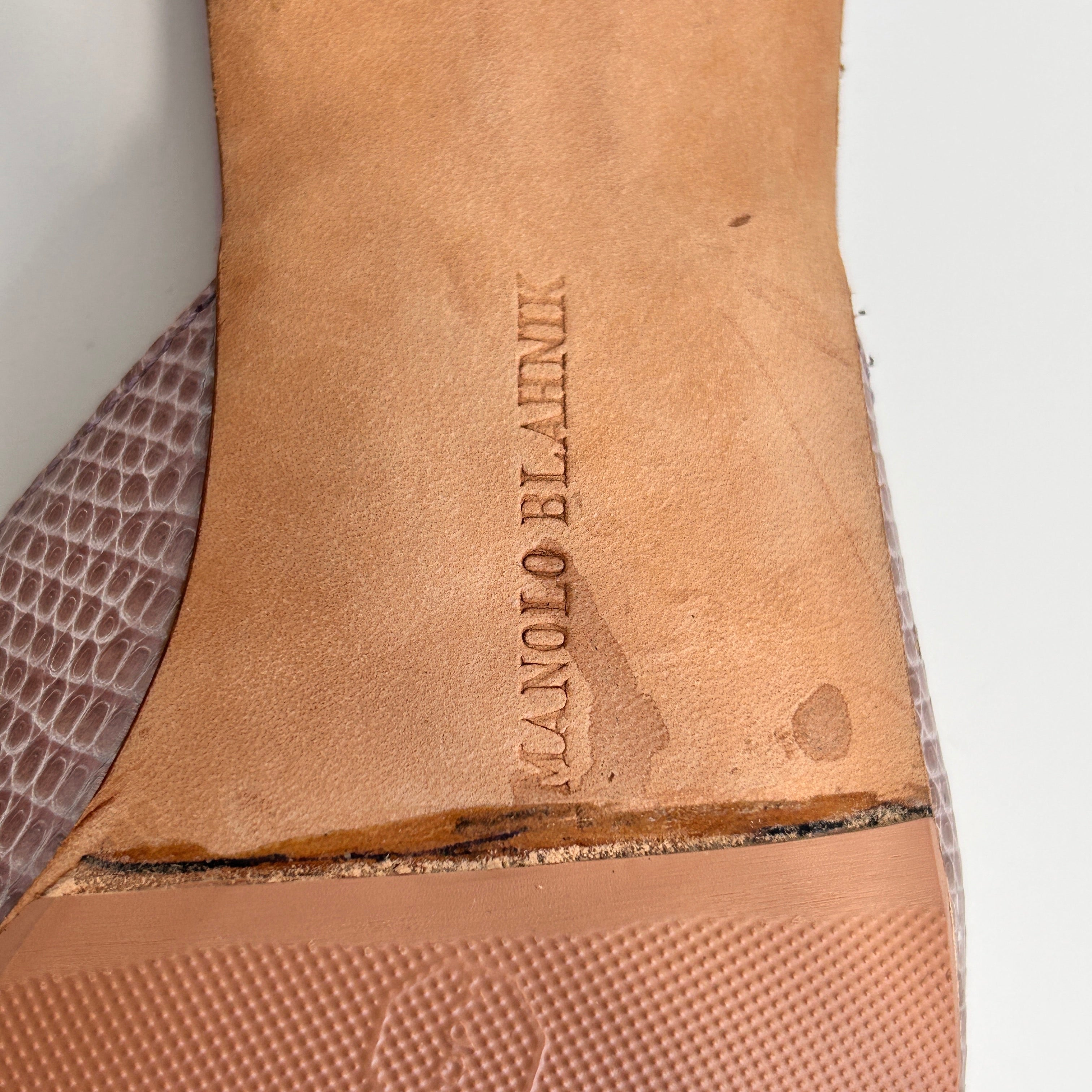 Mauve Snakeskin Animal Print Mules