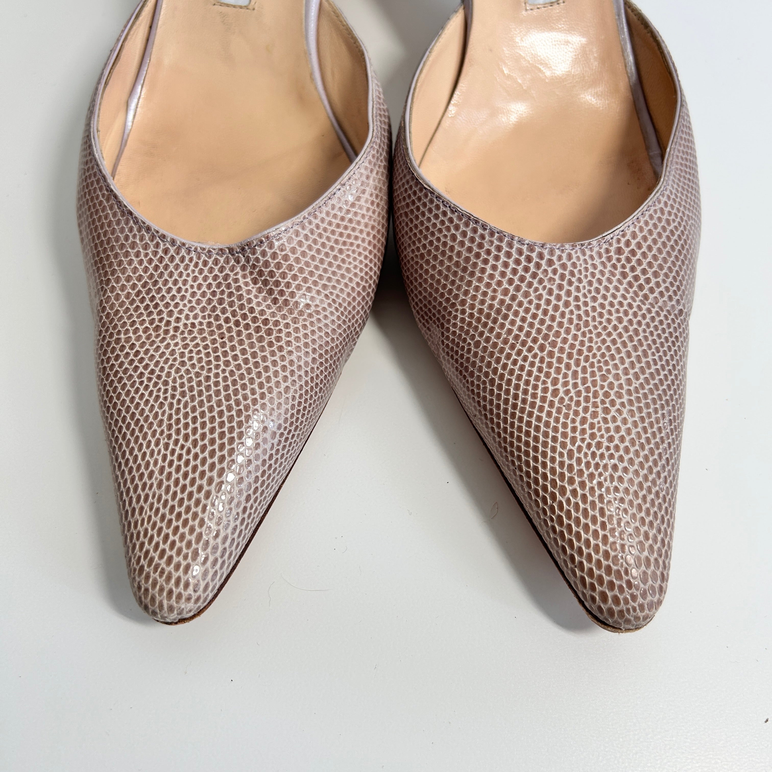 Mauve Snakeskin Animal Print Mules