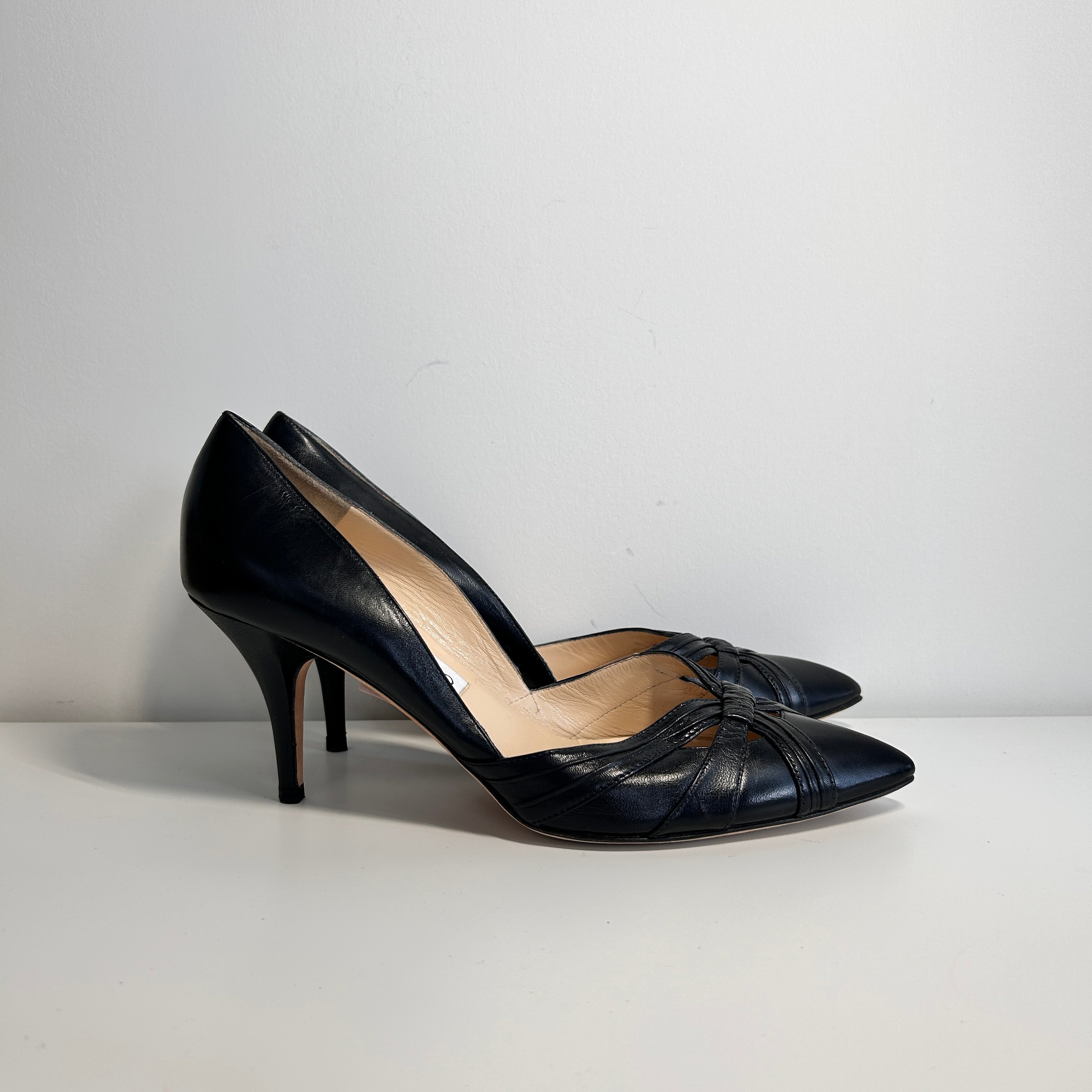 Black Leather Pumps