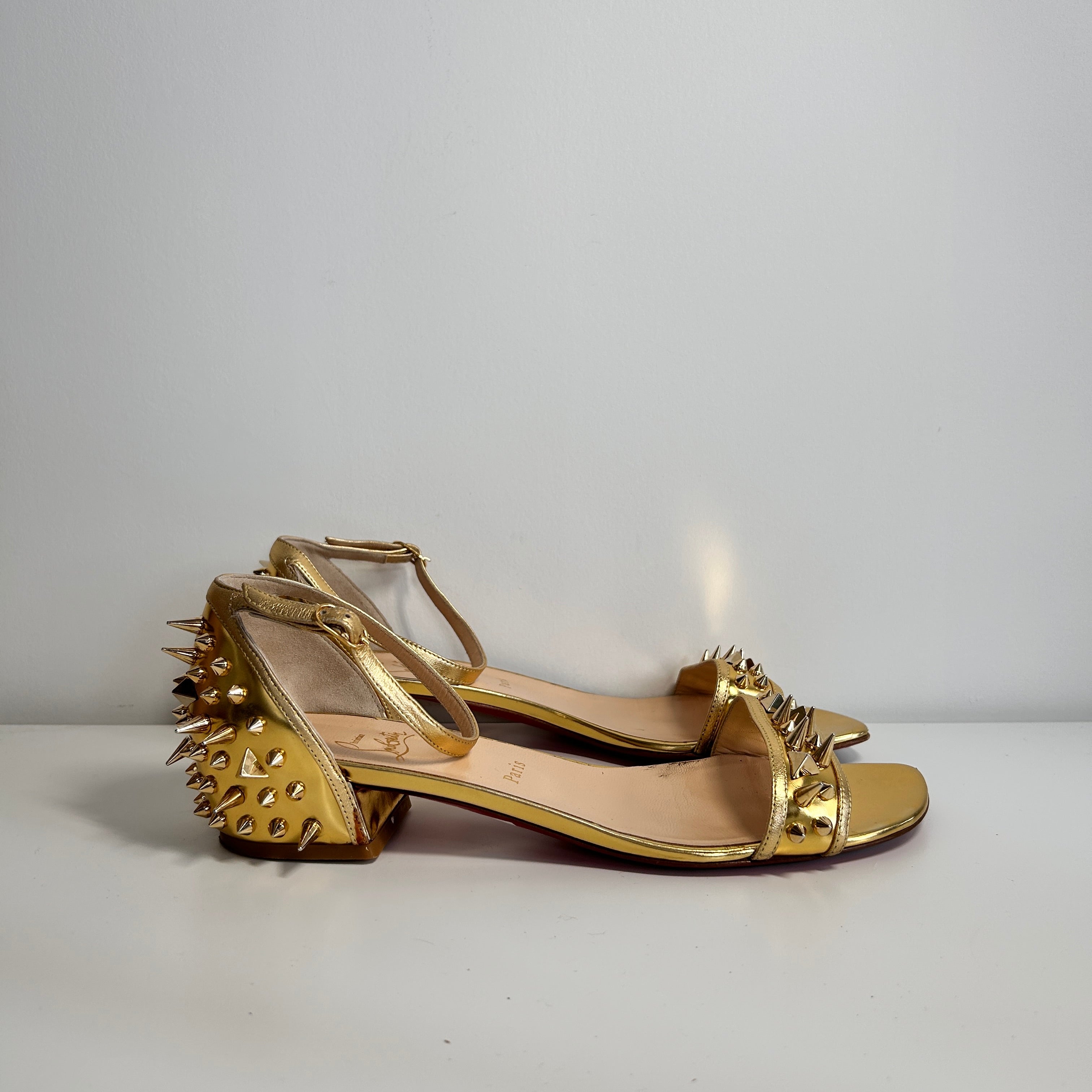 Gold Spiked Leather Druide Sandals