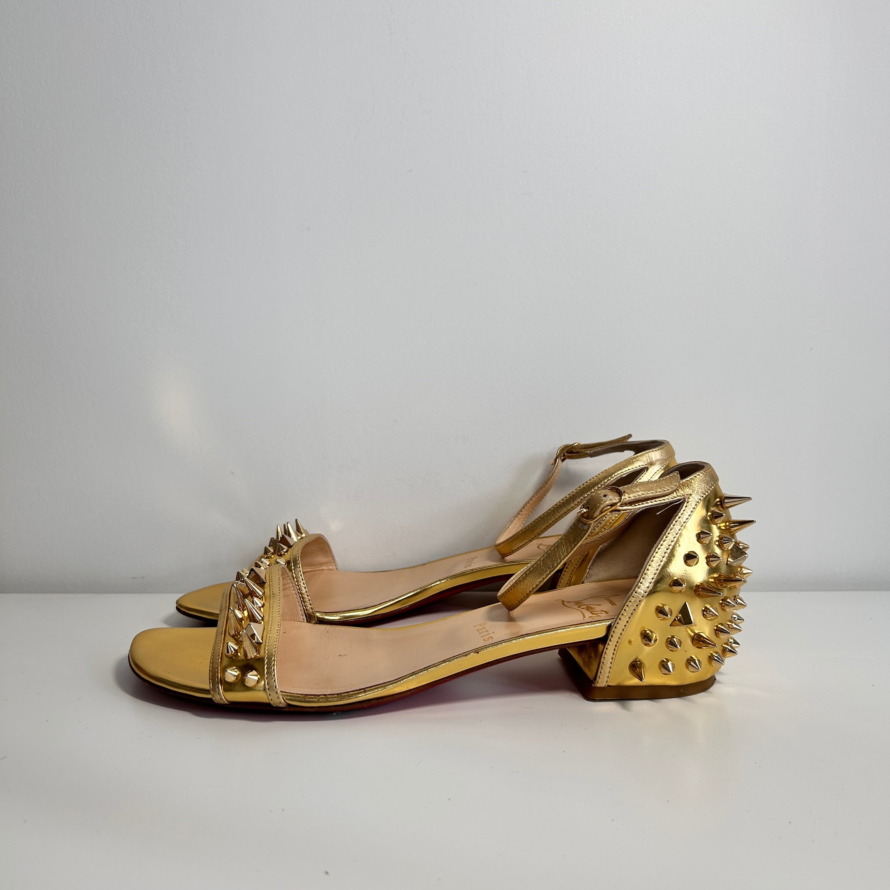 Gold Spiked Leather Druide Sandals