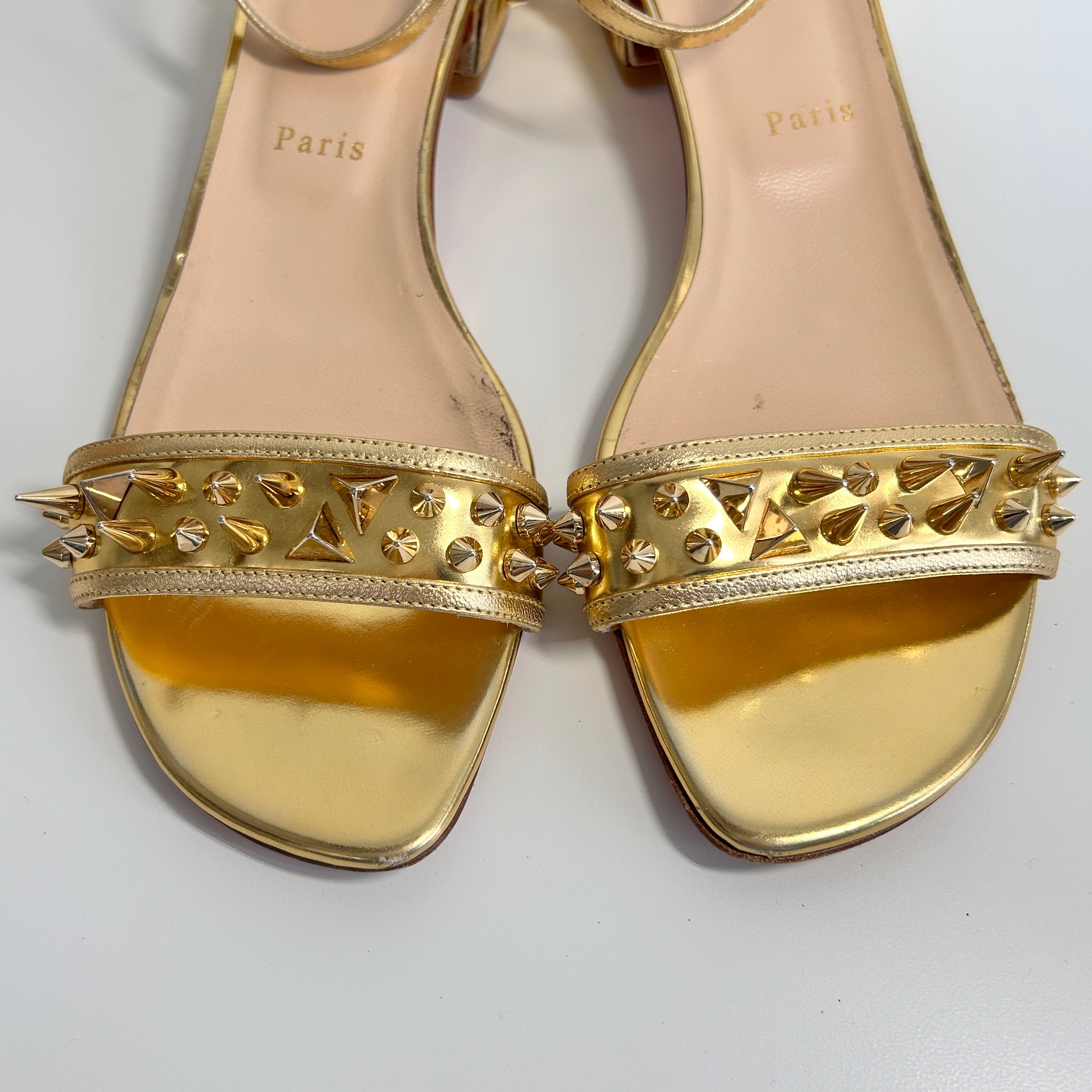 Gold Spiked Leather Druide Sandals