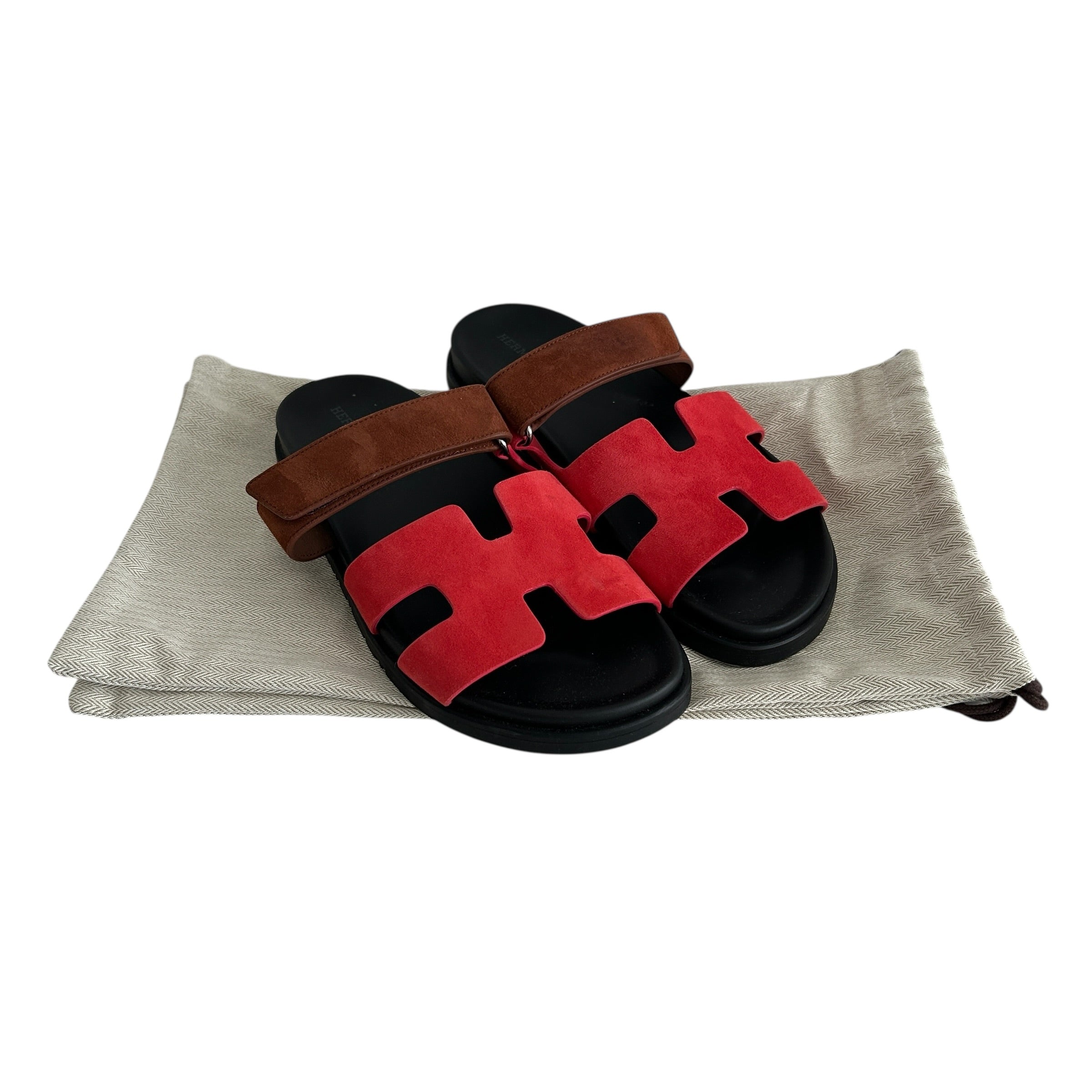 Red/Brown Chypre Suede Sandals