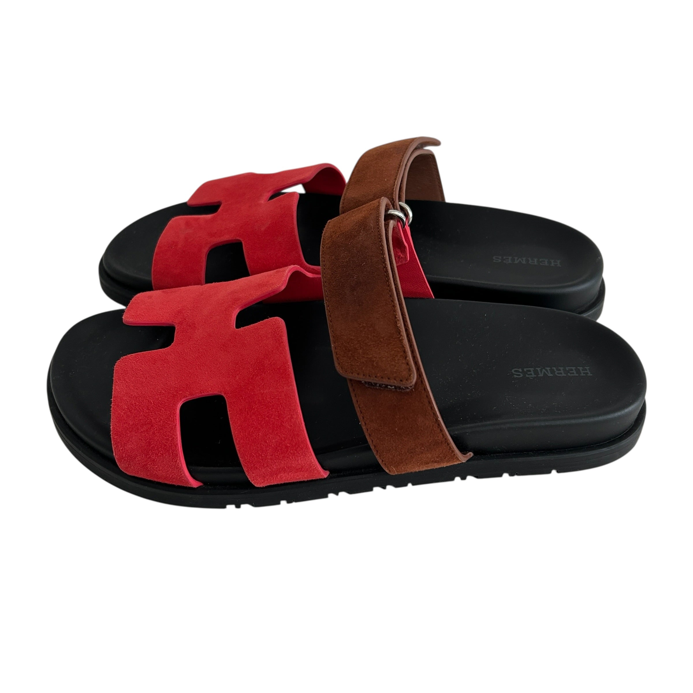 Red/Brown Chypre Suede Sandals