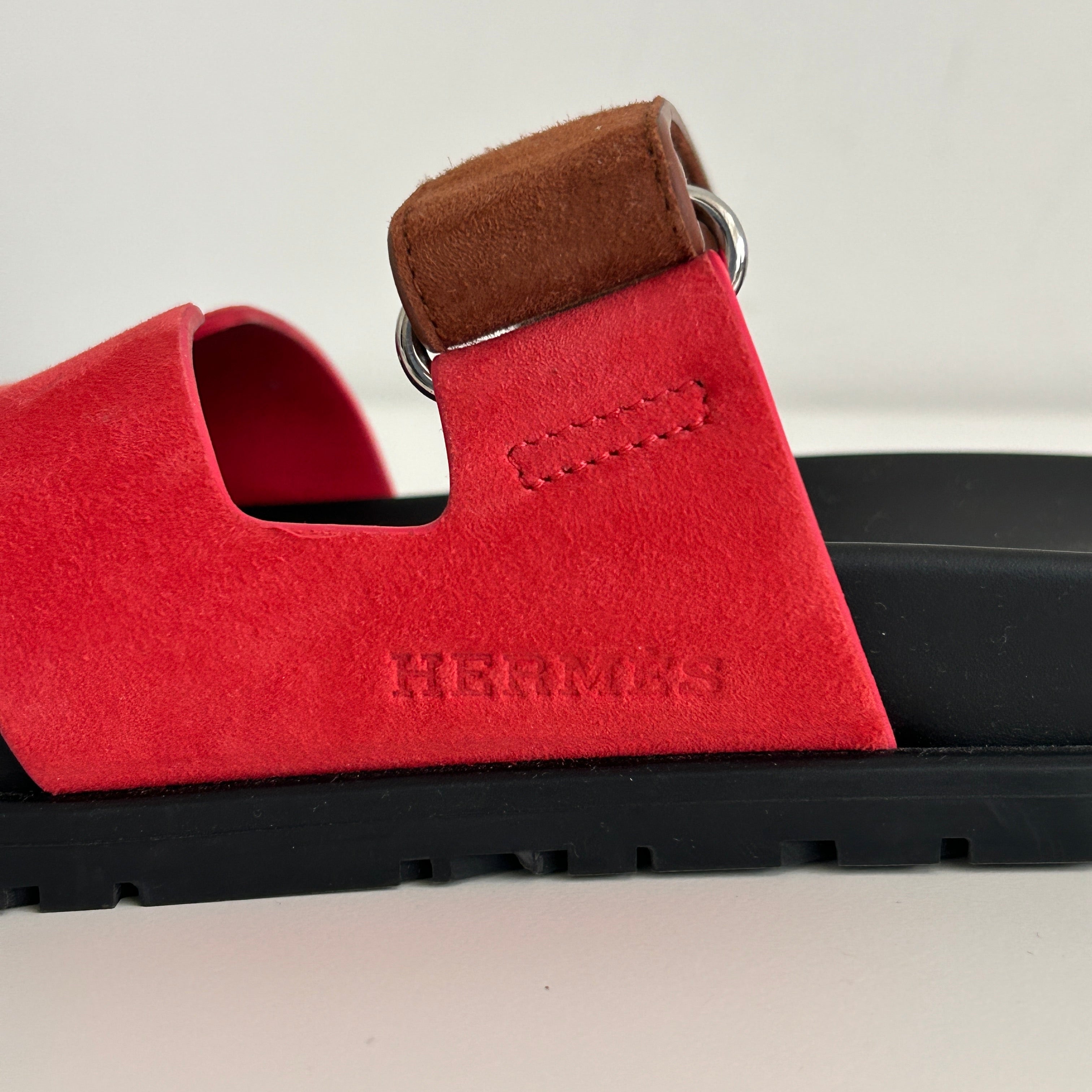 Red/Brown Chypre Suede Sandals