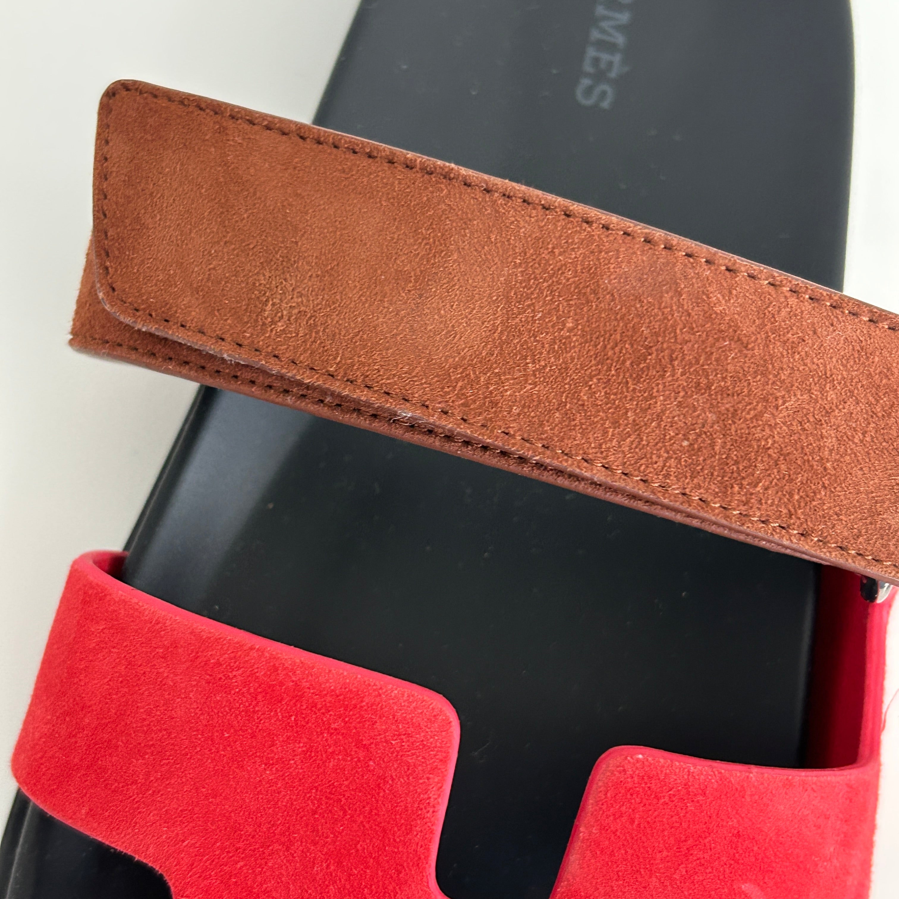 Red/Brown Chypre Suede Sandals