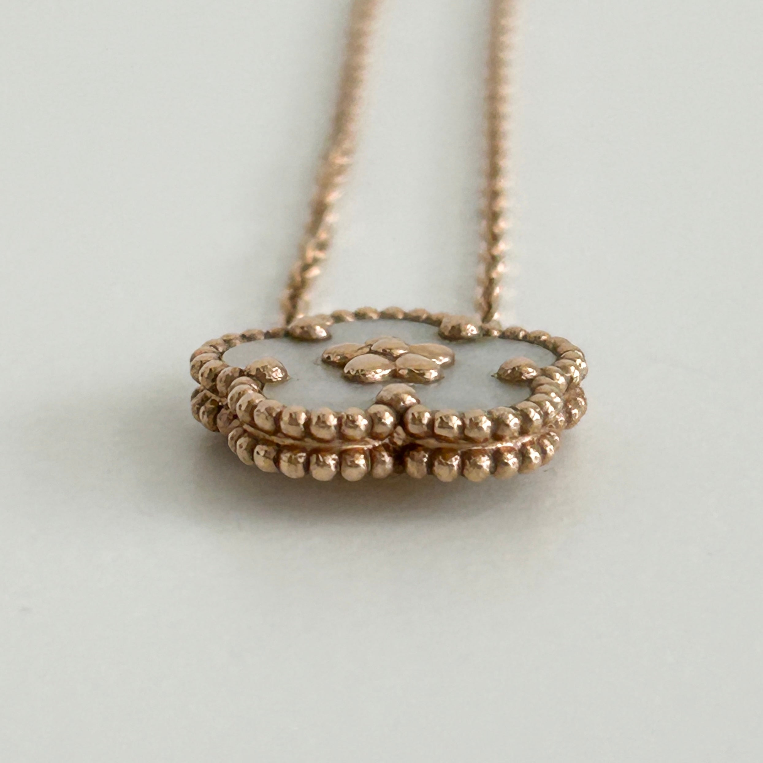 18K Rose Gold & Mother-of-pearl Lucky Spring Pendant Plum Blossom Necklace - Haute Classics