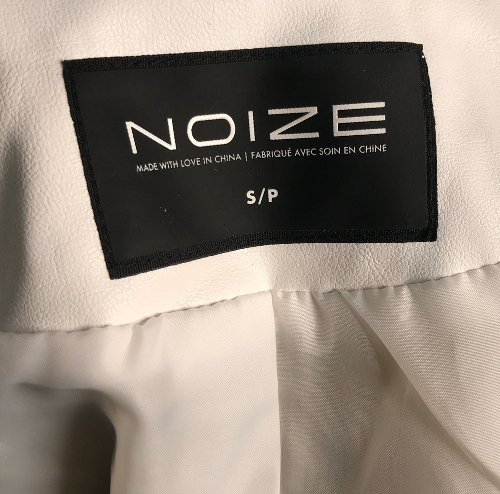 NOIZE White Faux Leather Moto Jacket w/SHW