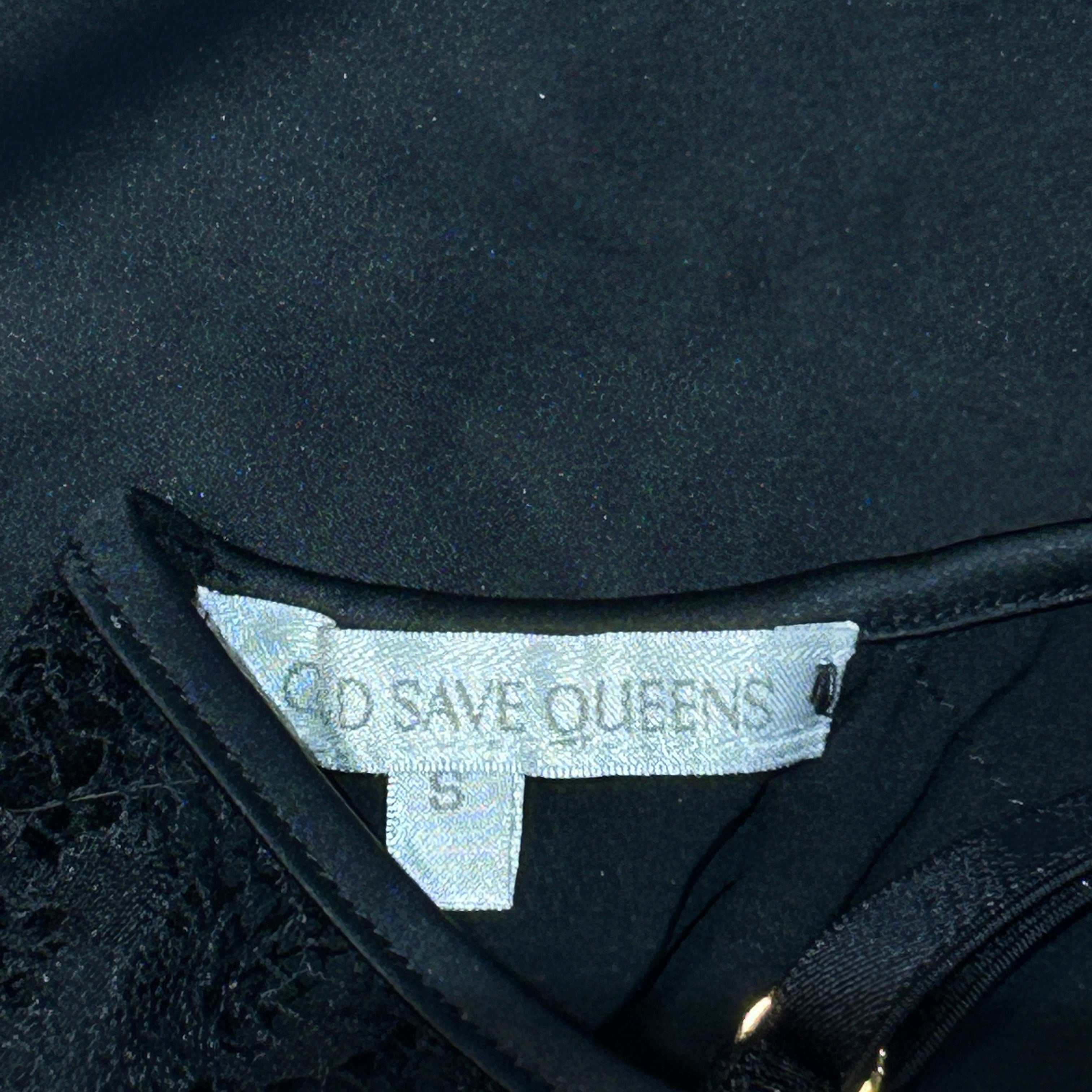 GOD SAVE QUEENS Black Lace/Silk Skirt & Corset Top