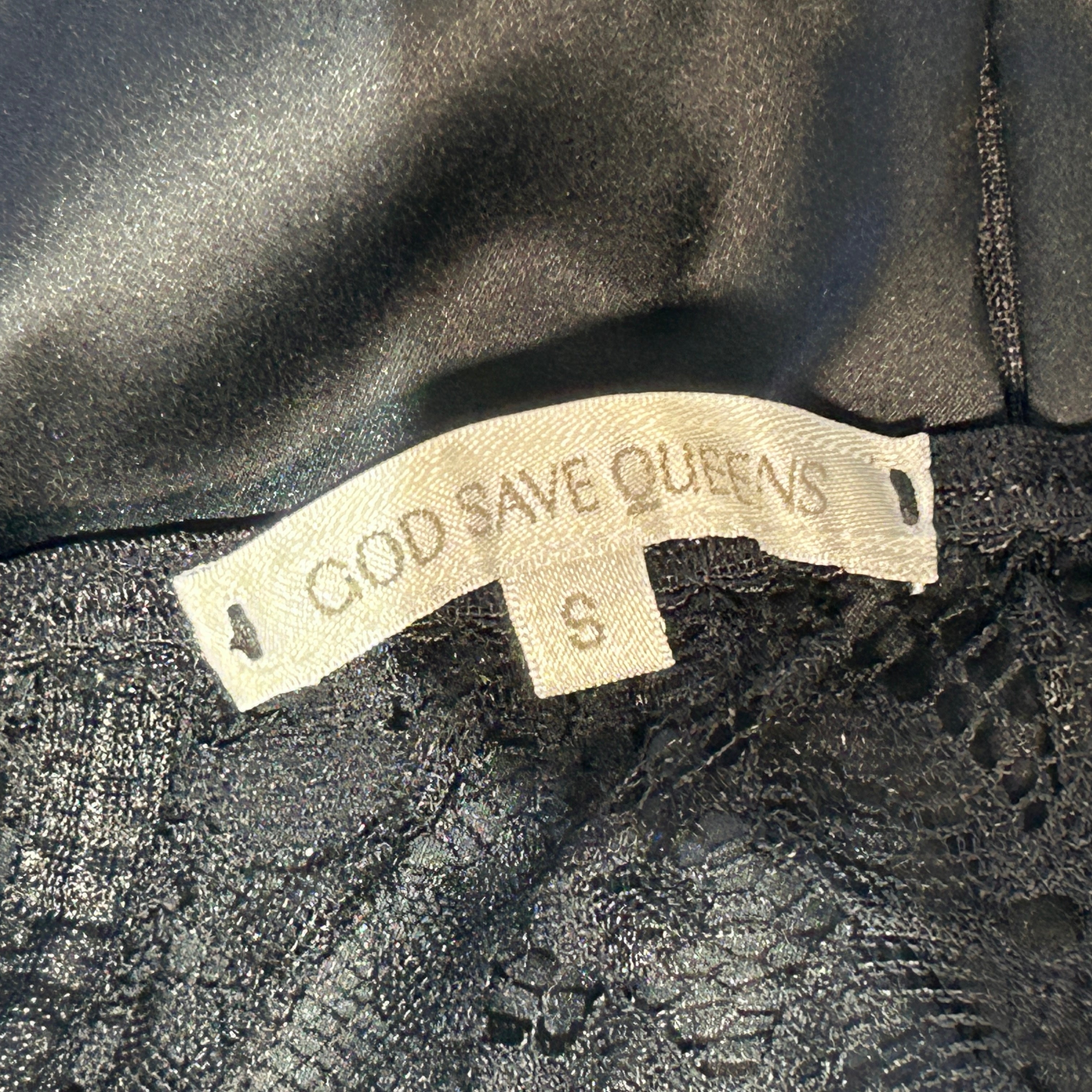 GOD SAVE QUEENS Black Lace/Silk Skirt & Corset Top