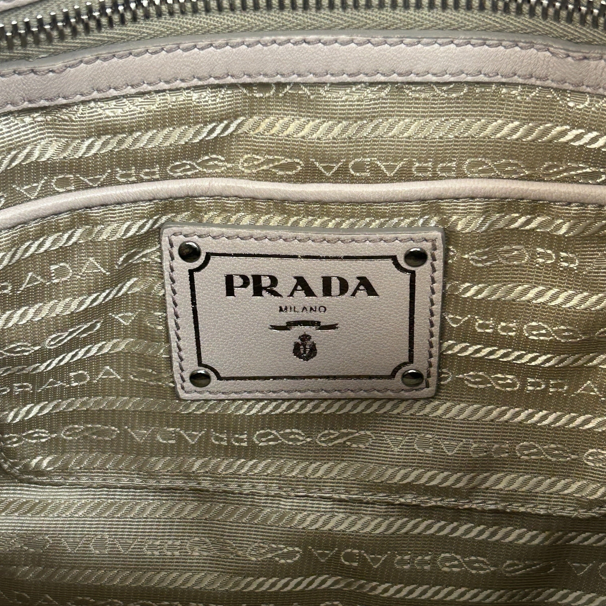 Prada light blue lux oro buletto shoulder bag, Made in Italy, Condition: like new [w/Box, dustbag, authenticity card, carebooklet, strap, keys & lock] - Haute Classics
