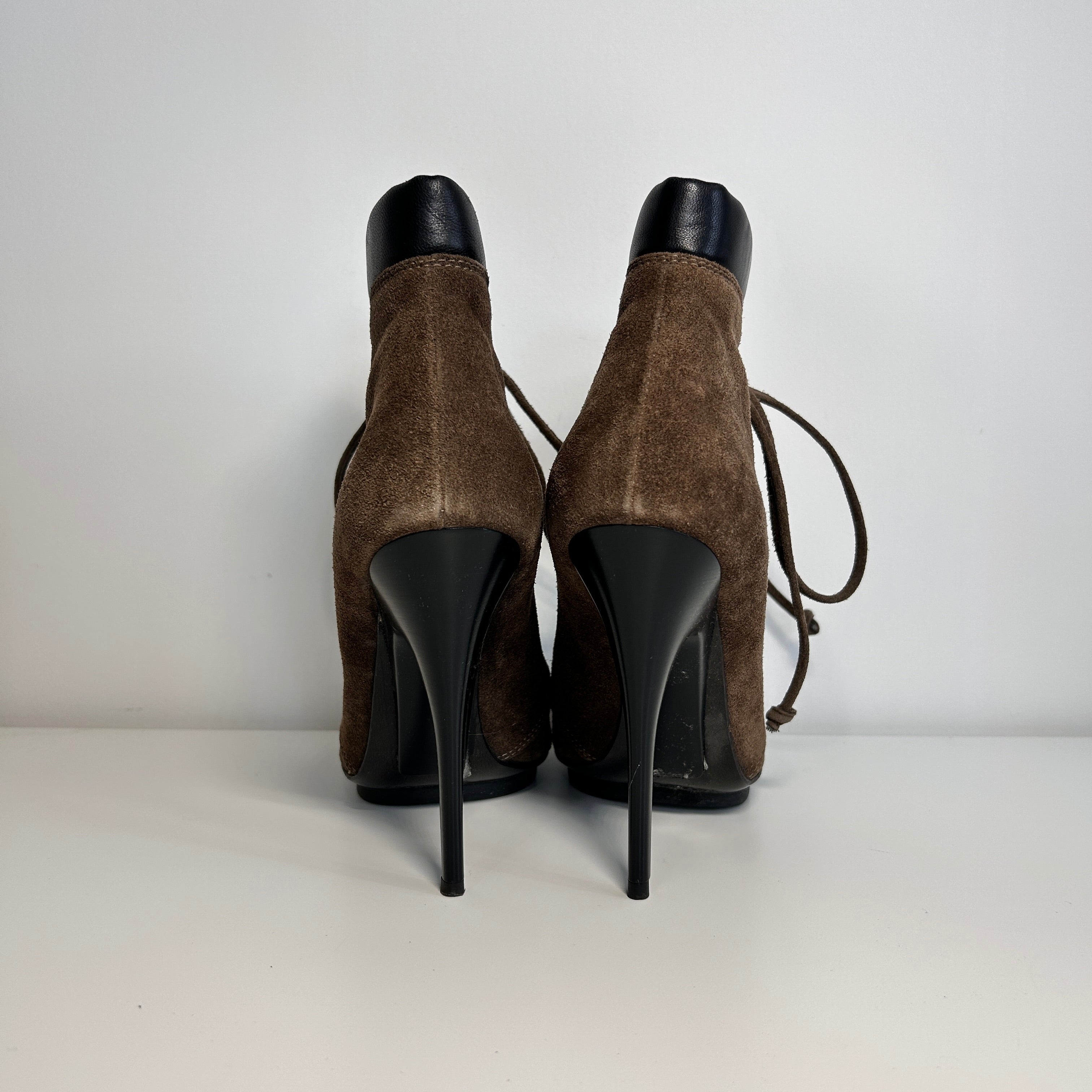 Brown Suede Lace-Up Boots