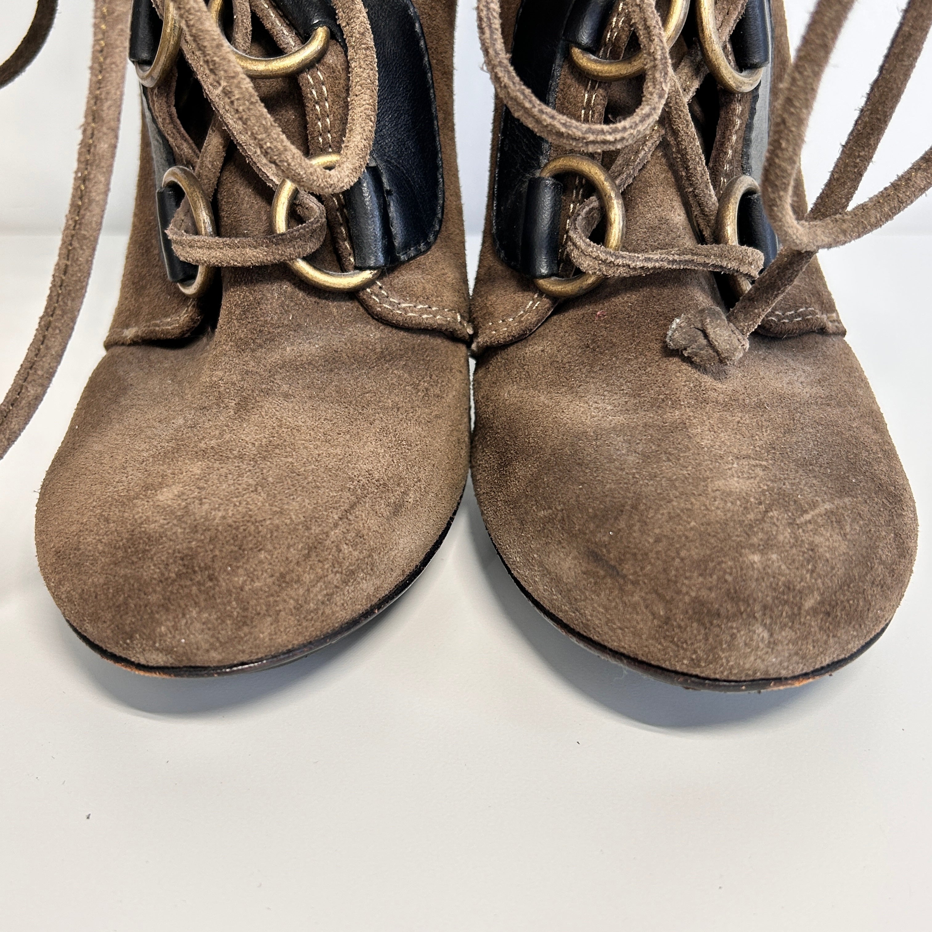 Brown Suede Lace-Up Boots