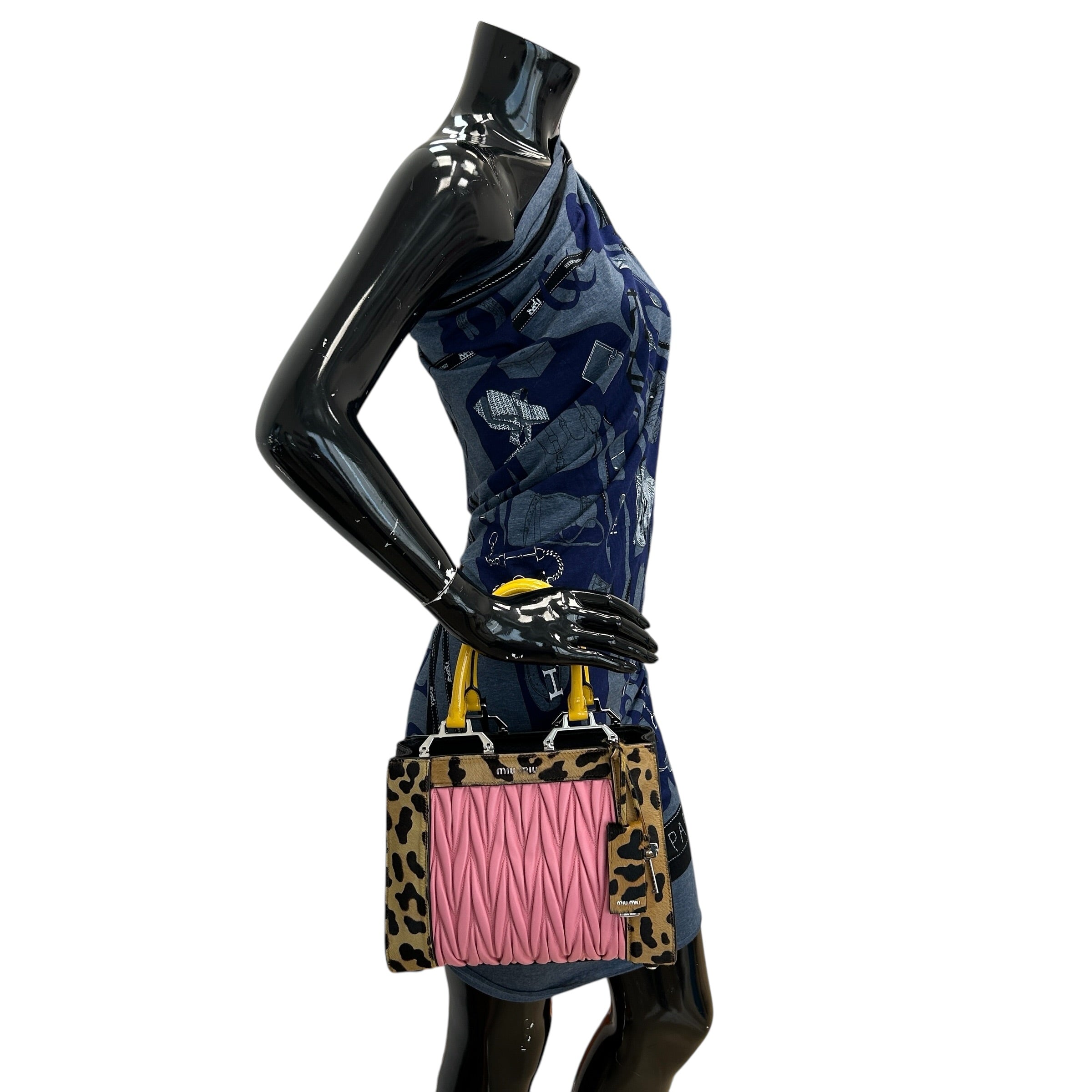 Leopard Ponyhair Rosa Matelasse Leather Tote - Haute Classics