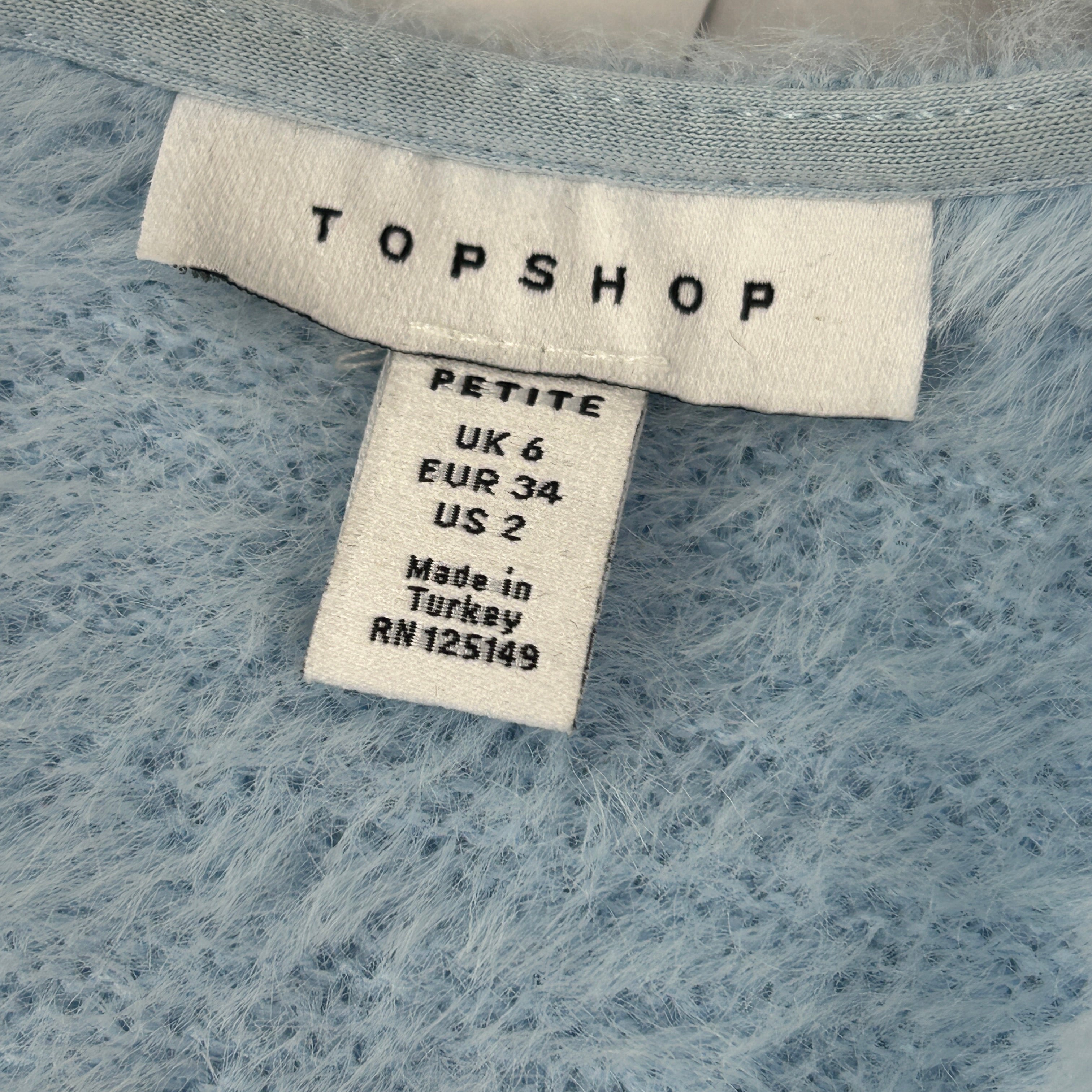 TOPSHOP Light Blue Faux Fur Wrap Cardigan