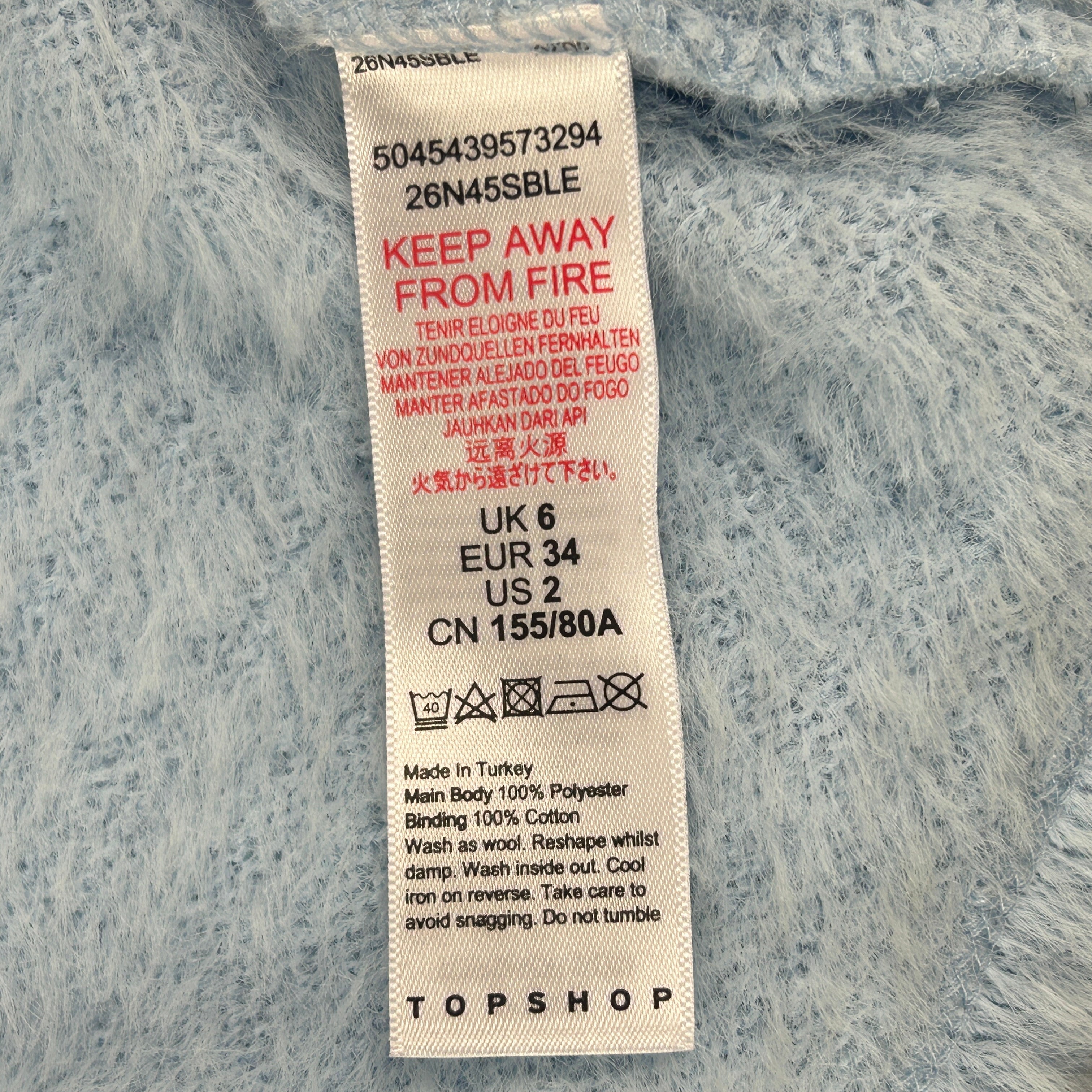 TOPSHOP Light Blue Faux Fur Wrap Cardigan