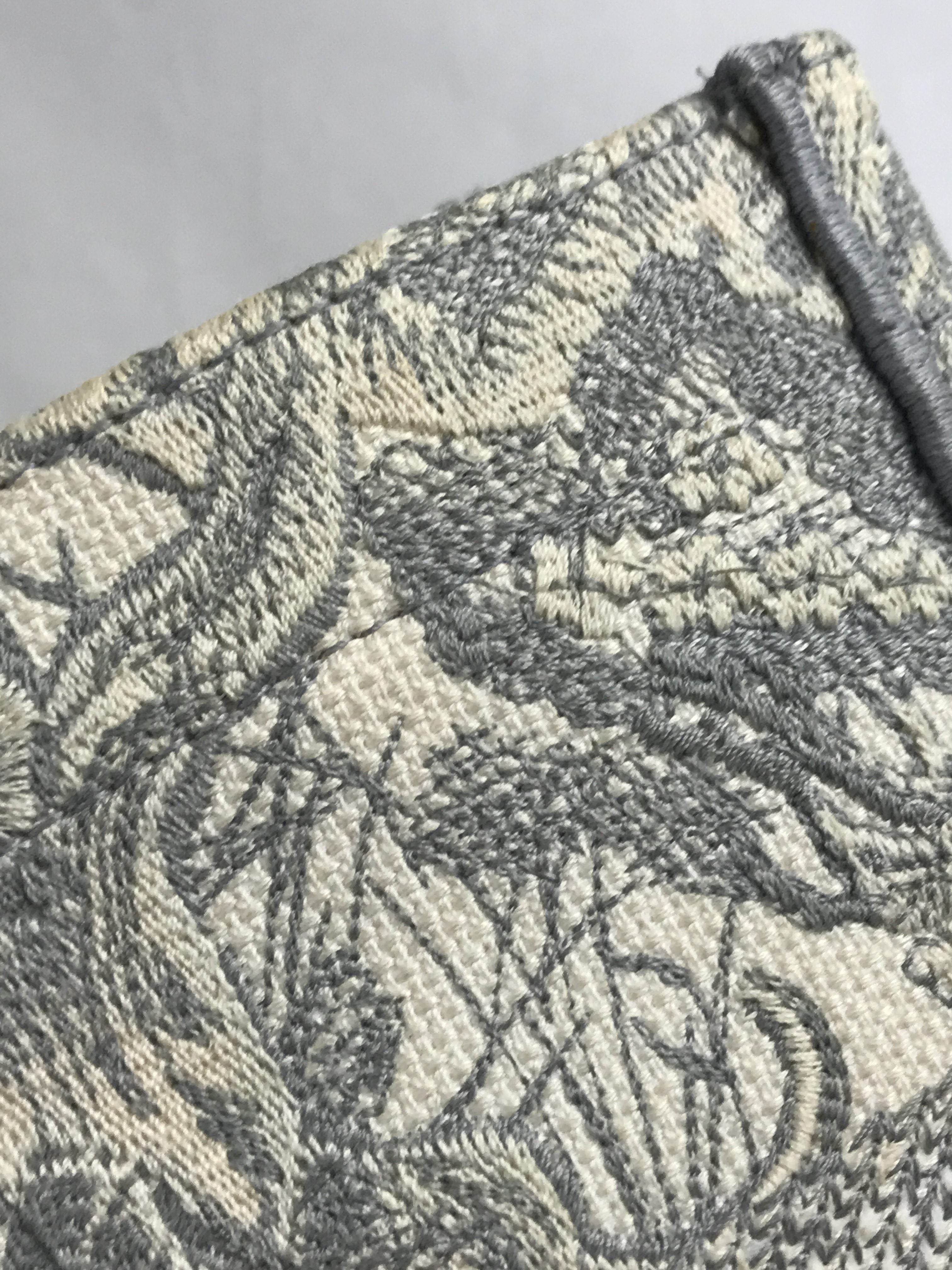 Ecru & Grey Toile De Jouy Embroidered Book Tote