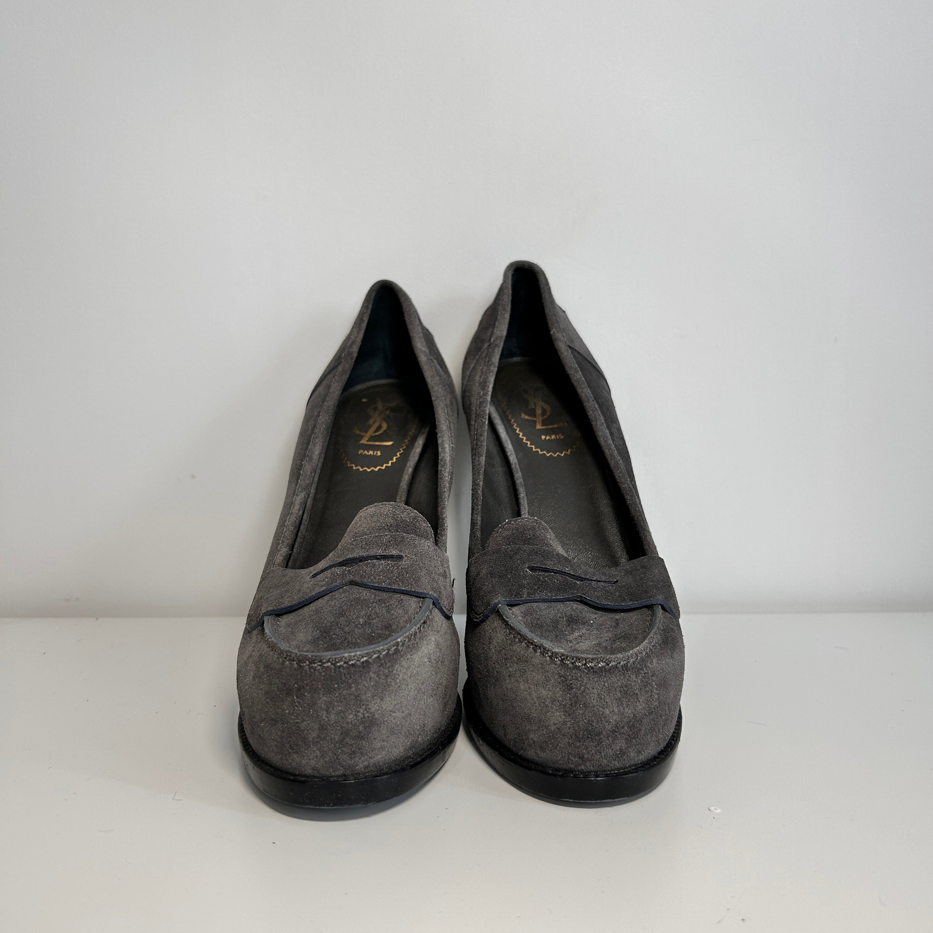 Gray Suede Stiletto Pumps