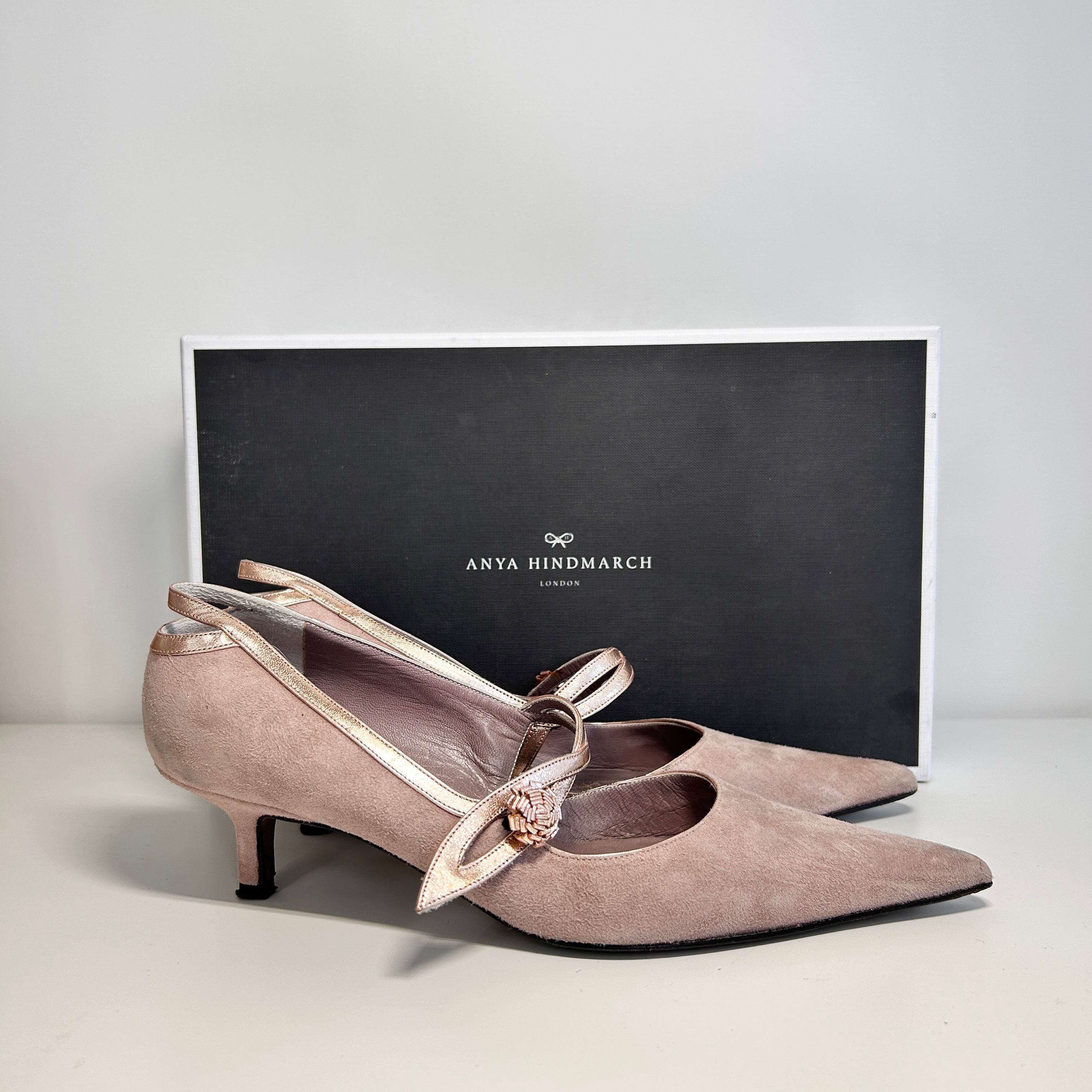 Pink Suede Pointed Toe Heels