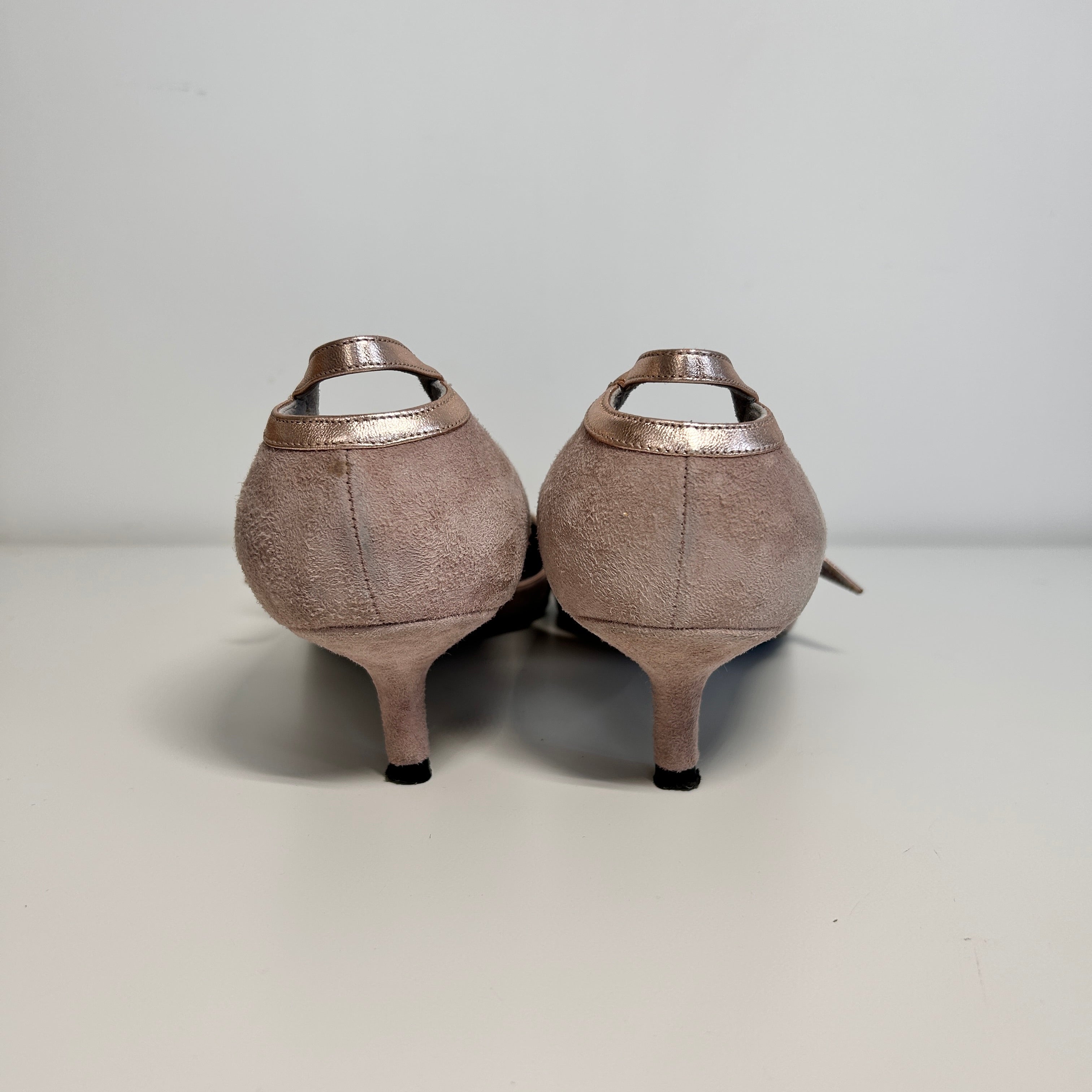 Pink Suede Pointed Toe Heels